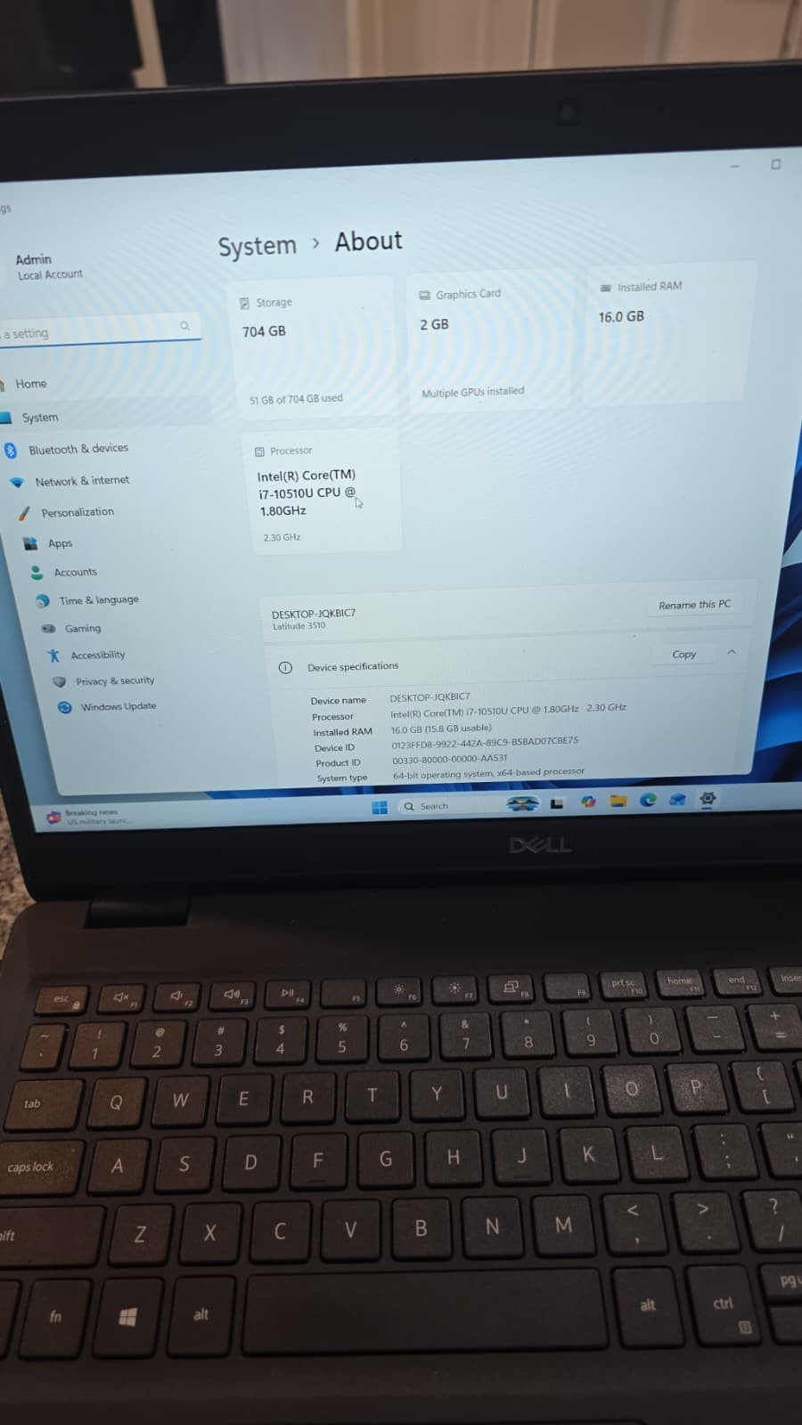 Dell Latitude 3510 15.6″ FHD i7-10510U 16GB RAM 256GB nvme 500GB SATA MX230 WIN