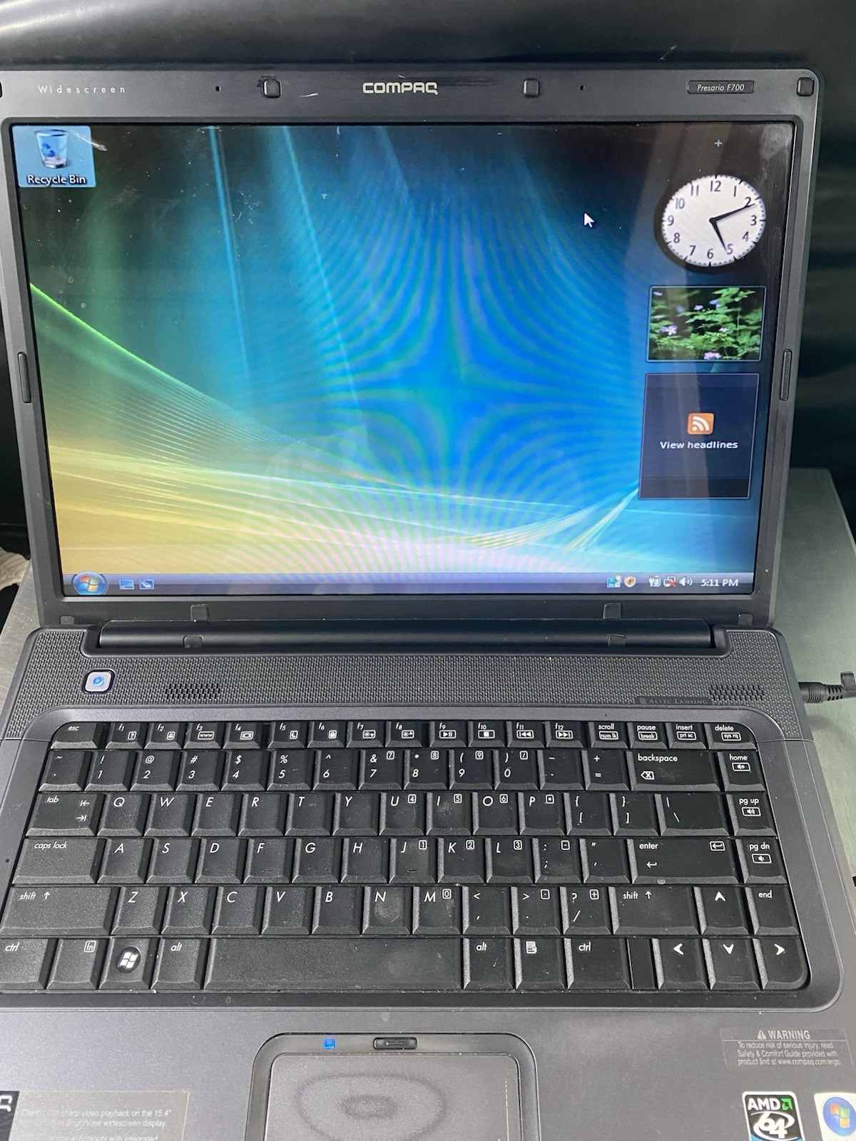 Compaq Presario F700 Laptop AMD Athlon 1GB RAM 160GB HDD Windows Vista Home x32