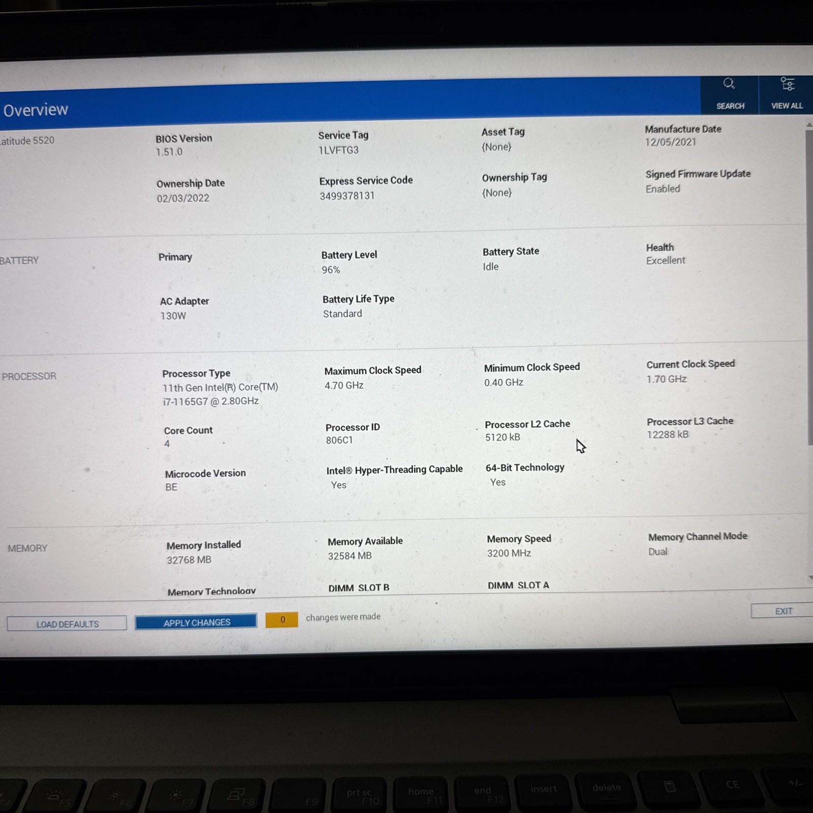 DELL LATITUDE 5520 i7-1165G7@2.80GHz 32GB RAM 512GB M.2 NVMe W11Pro