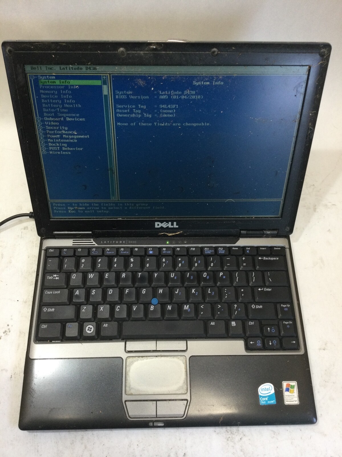 DELL LATITUDE D430 – INTEL CORE 2 DUO – 1GB RAM – BOOTS TO BIOS – READ DESC – BB