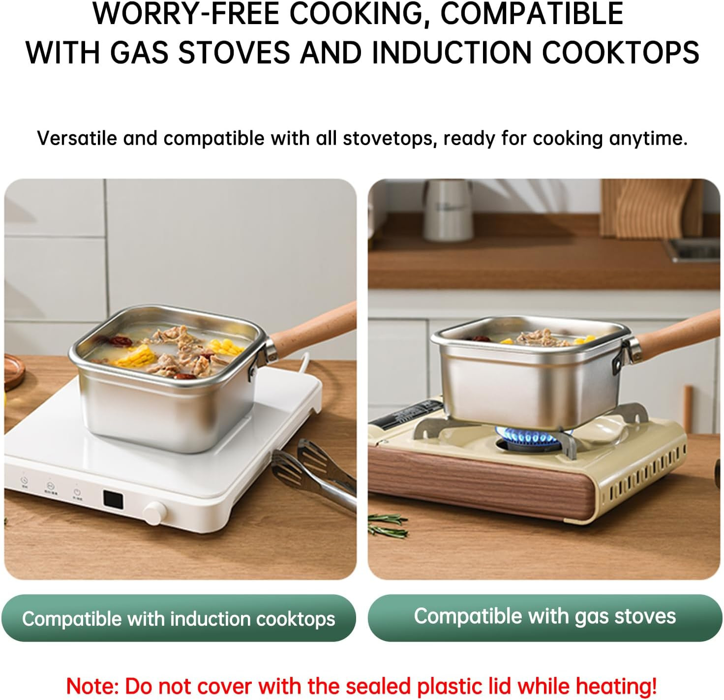 Stainless Steel Deep Fryer,Portable Outdoor Cooking Pot with Basket,Lid,Handle,A