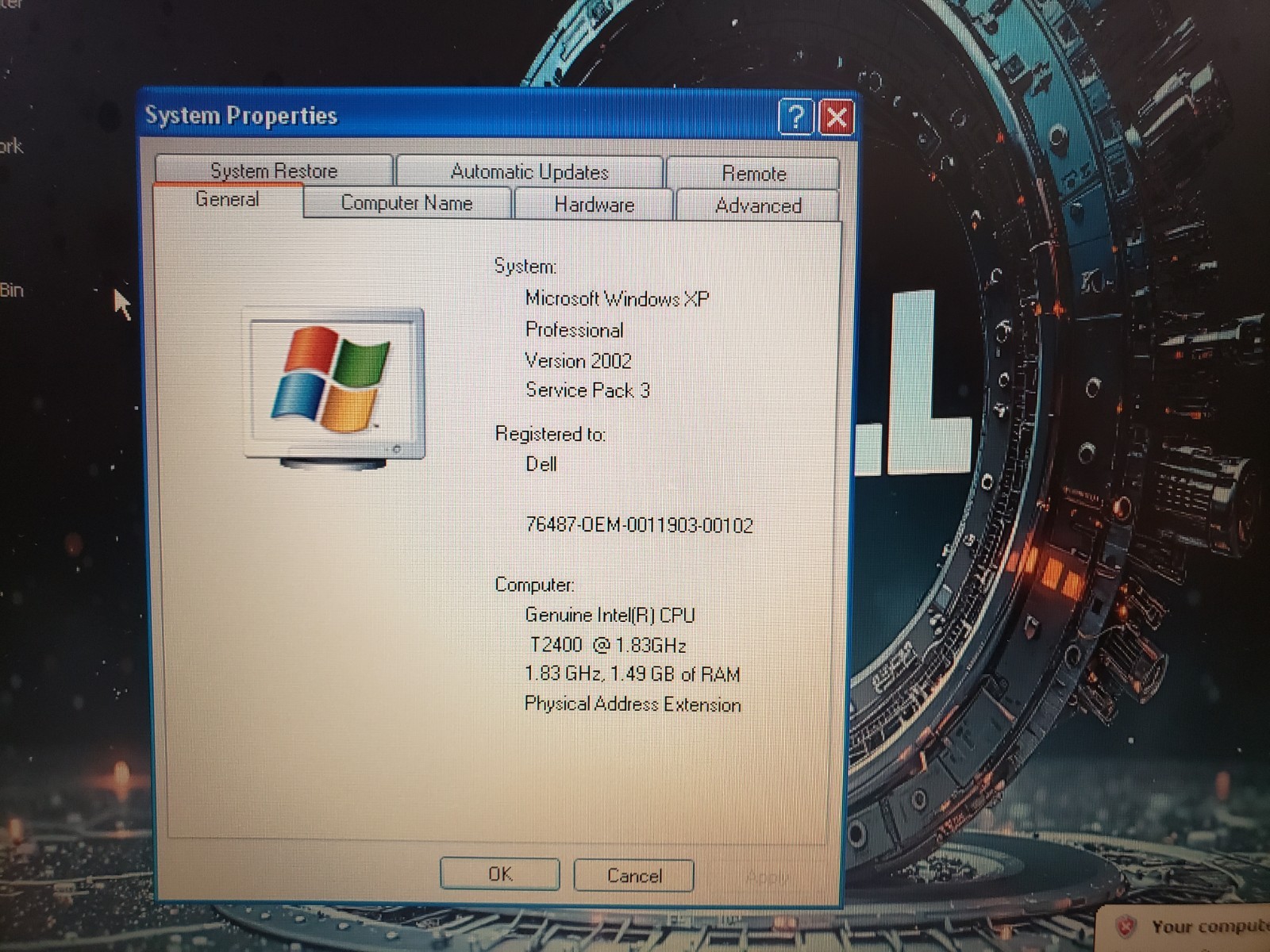 Vintage Dell Latitude D520 Laptop 14″ Core2 Duo 1.83GHz 1.5GB 320GB Win XP Pro