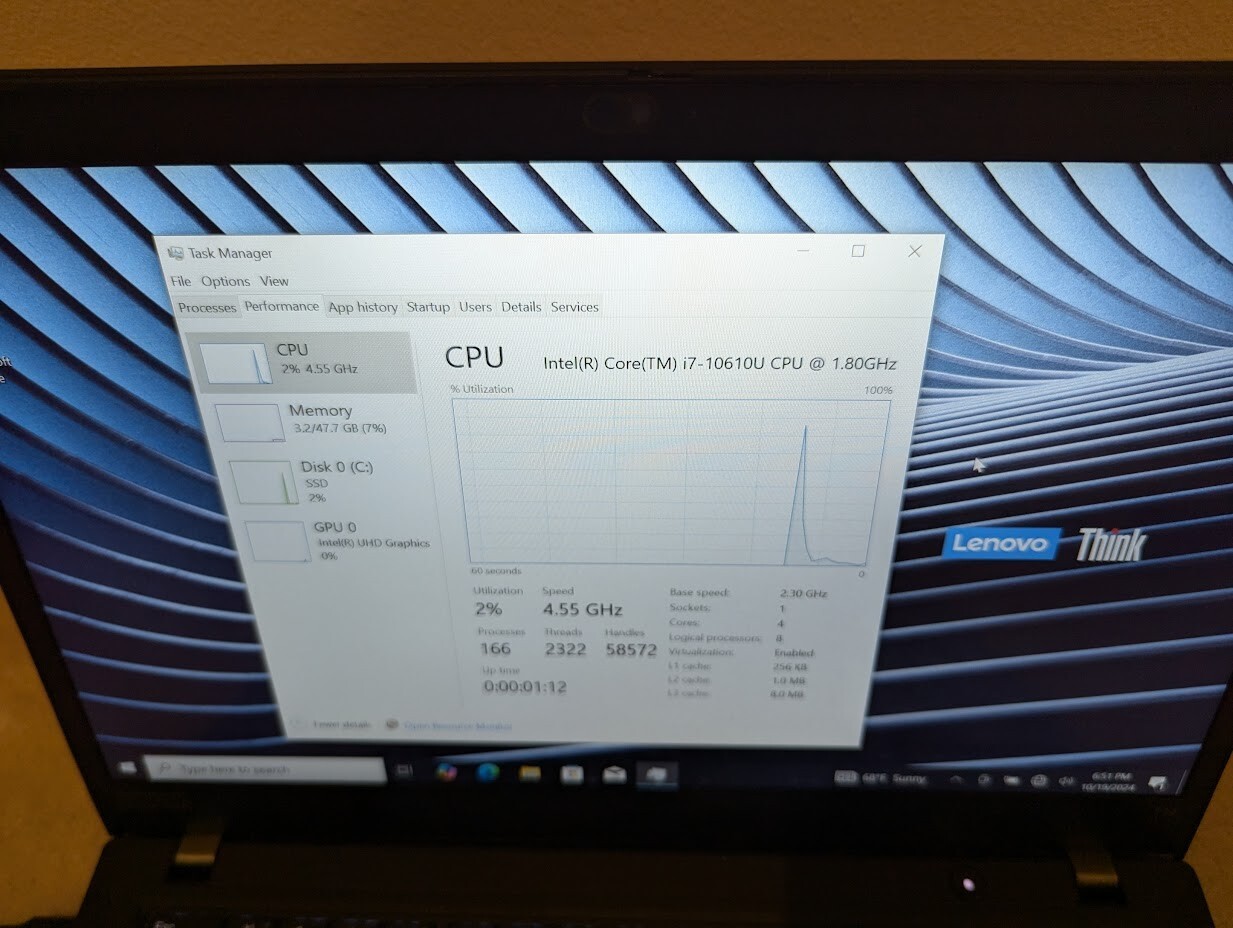 Lenovo Thinkpad T14 G1 i7-10610U 48GB RAM/500 GB SSD – Win 10 Pro TOUCHSCREEN