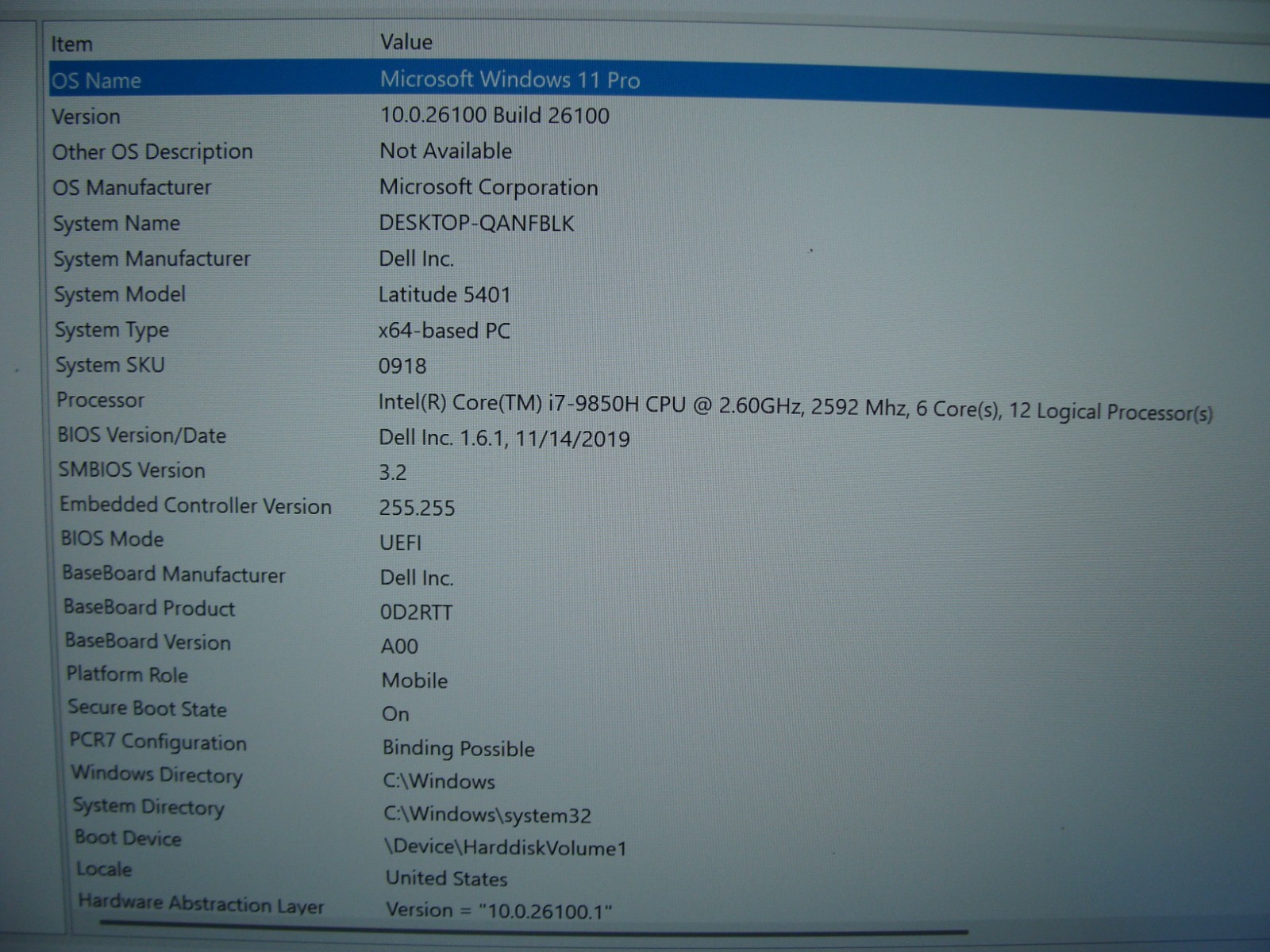Dell Latitude 5401 14″ FHD TOUCH core i7-9850H 2.60GHz 16GB 512GB SSD Win 11Pro