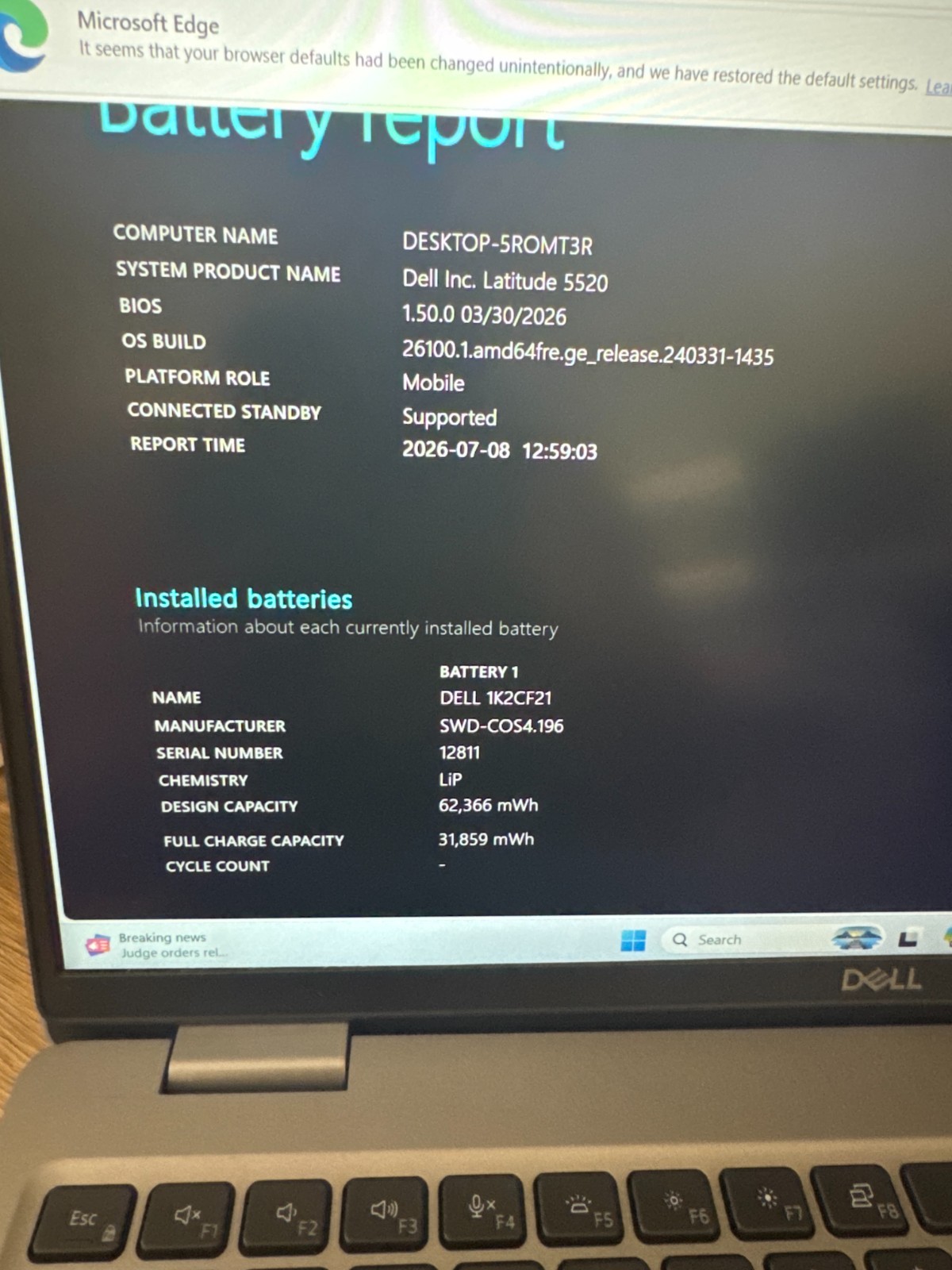 DELL Latitude 5520 i7 11th Gen., 477Gb Storage, 16GB Ram, No power adapter.