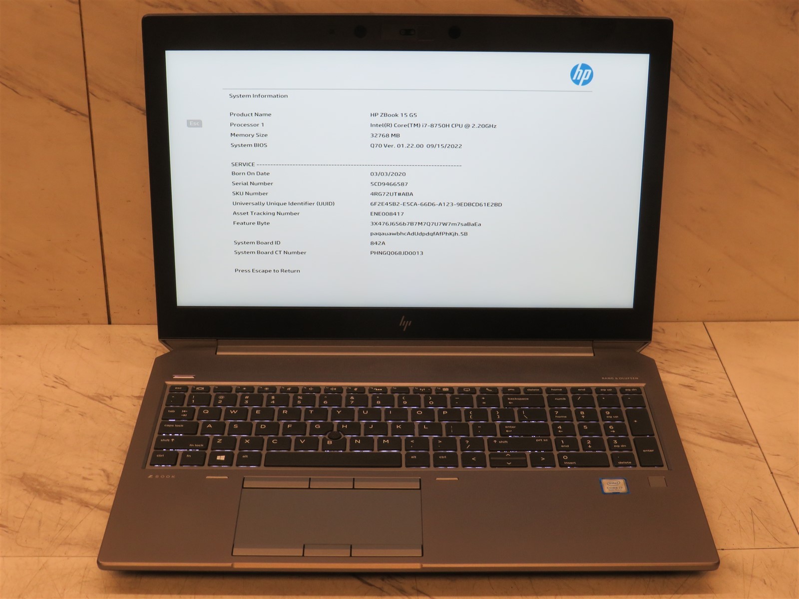 HP Zbook 15 G5 Laptop Intel Core i7-8750H@2.2GHz 32GB RAM **BIOS LOCKED**