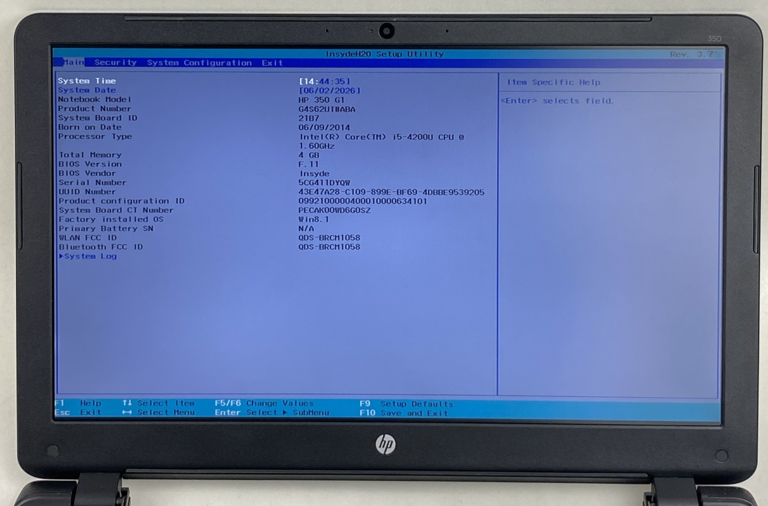 HP 350 G1 Intel Core i5-4200U 1.60GHz 4GB RAM 15.6″ No Battery No HDD No OS