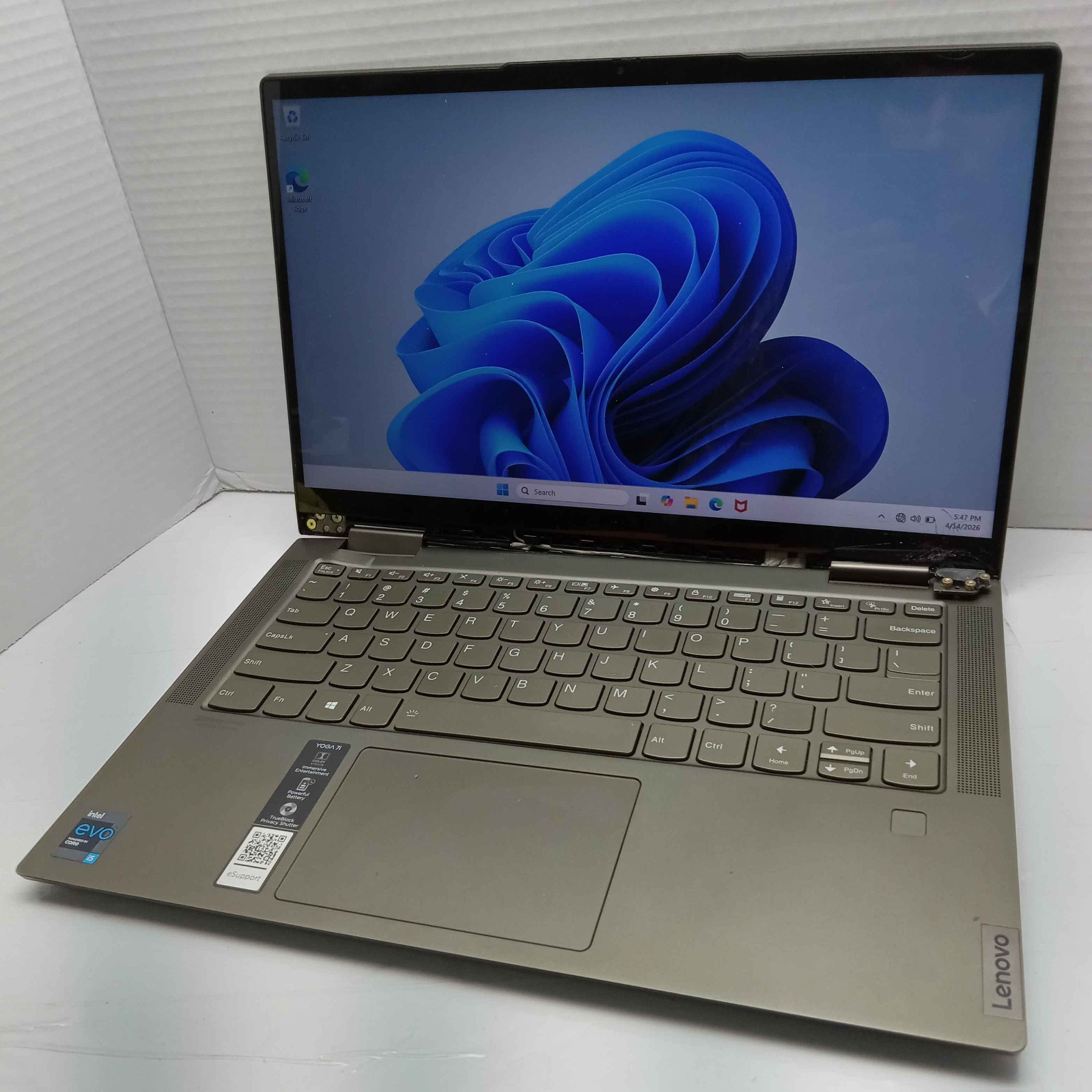 Lenovo Yoga 7 14ITL5 Windows 11 Laptop i5-1135G7 12GB RAM 512GB SSD BROKEN READ^