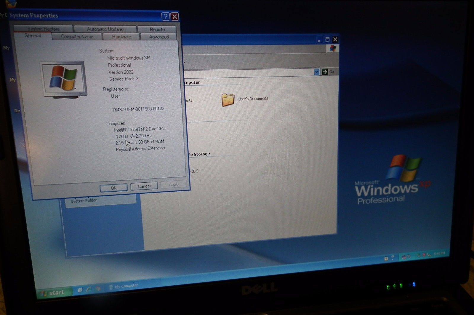 Dell D520 Laptop / 1.66ghz / 2gb / Windows XP / WIFI / DVD / CDRW rs232 serial