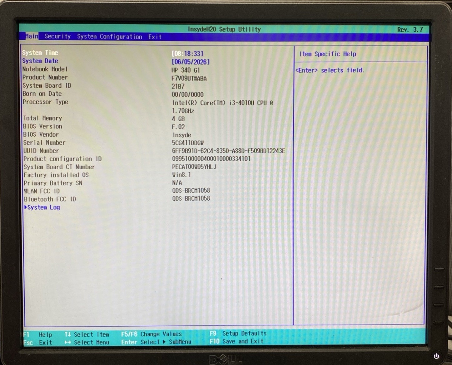 HP 340 G1 Core i3-4010U 1.70GHz 4GB RAM No Battery No HDD No OS – No Screen