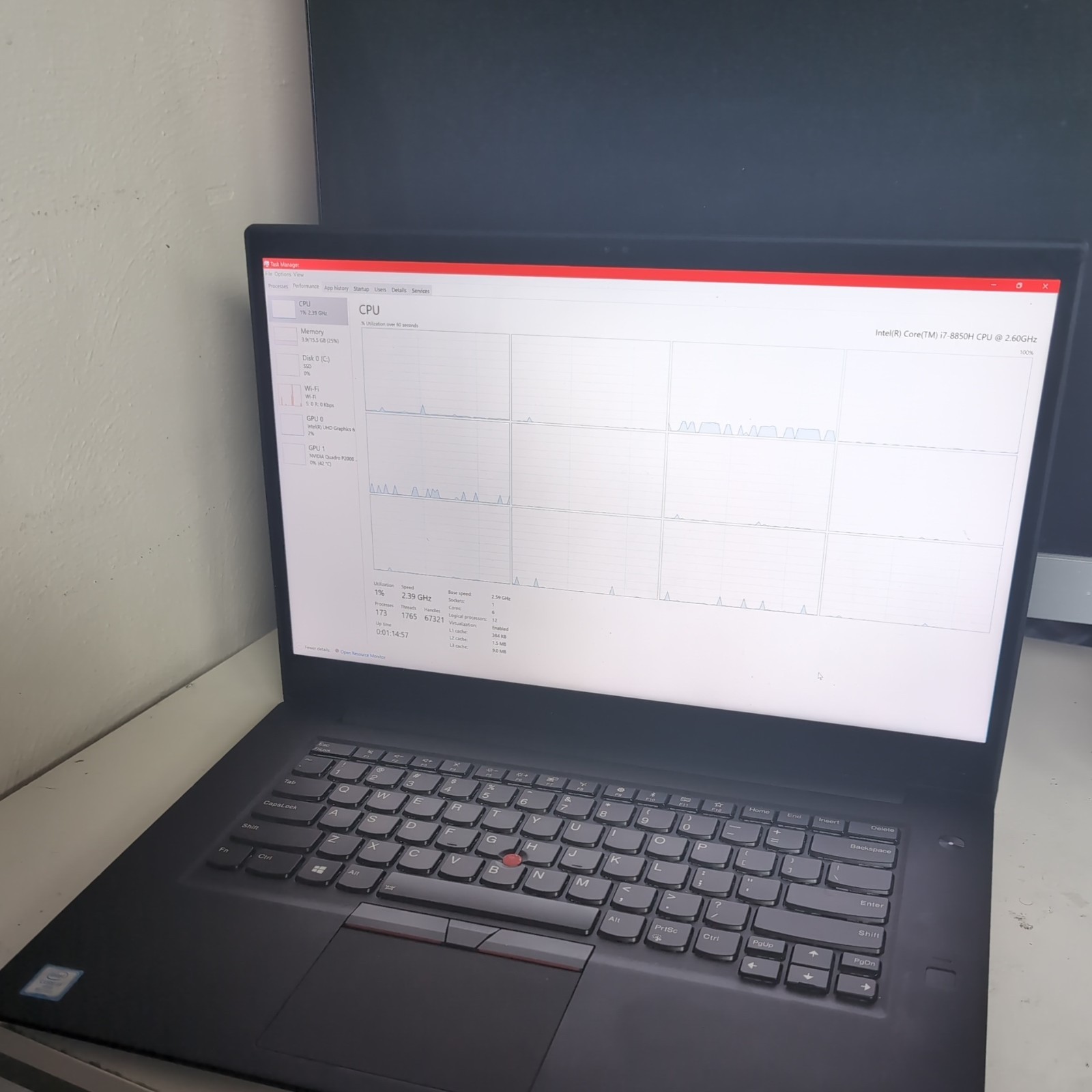 Lenovo Thinkpad P1 Gen 1 4K Screen I7 8850h 32GB RAM 256GB SSD