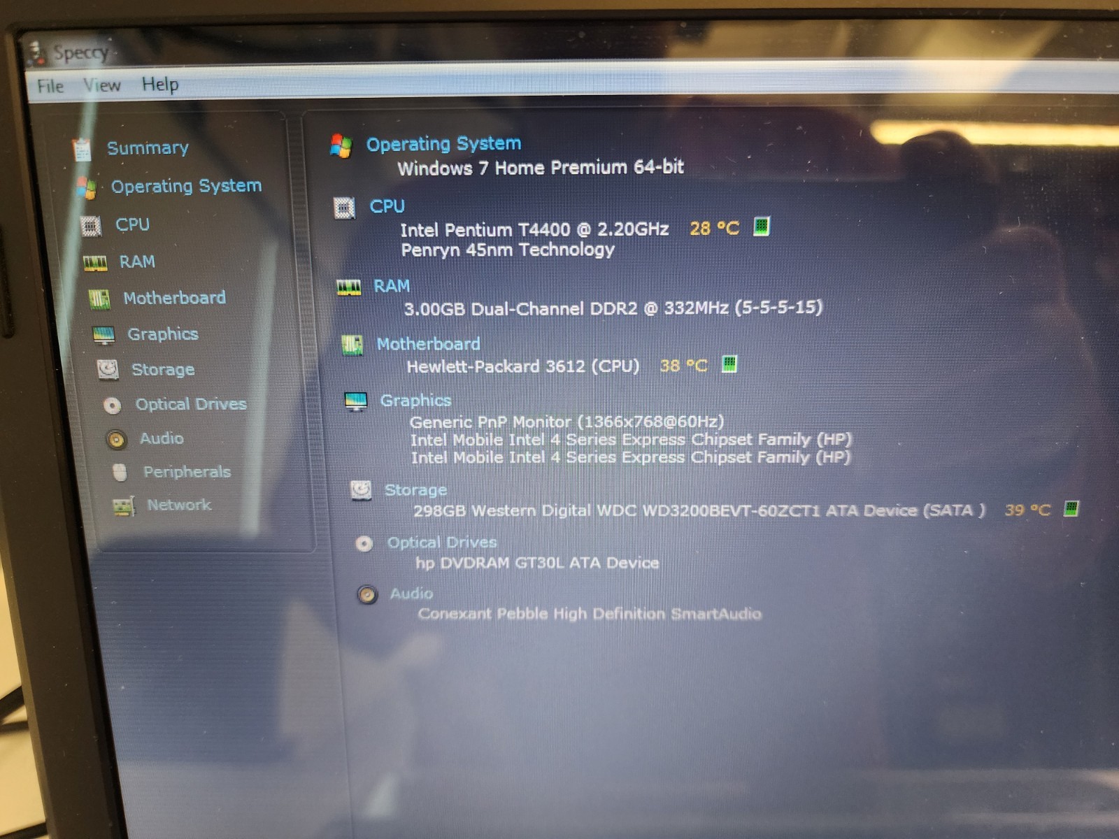 HP G60 NOTEBOOK Pentium dual Core T4400@2.20ghz – 3GB RAM 320gh Hdd