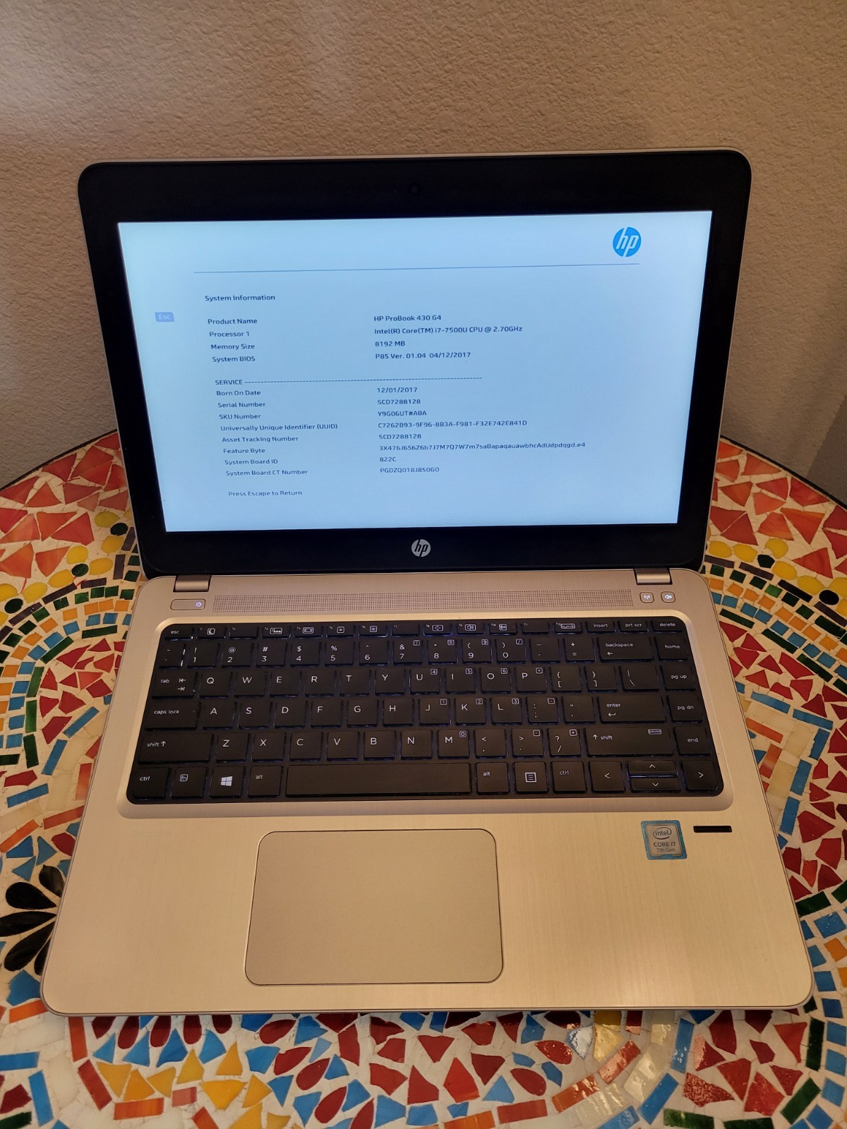 HP PROBOOK 430 G4 Intel Core i7-7500U @2.70GHz – 8GB RAM – No HDD/OS