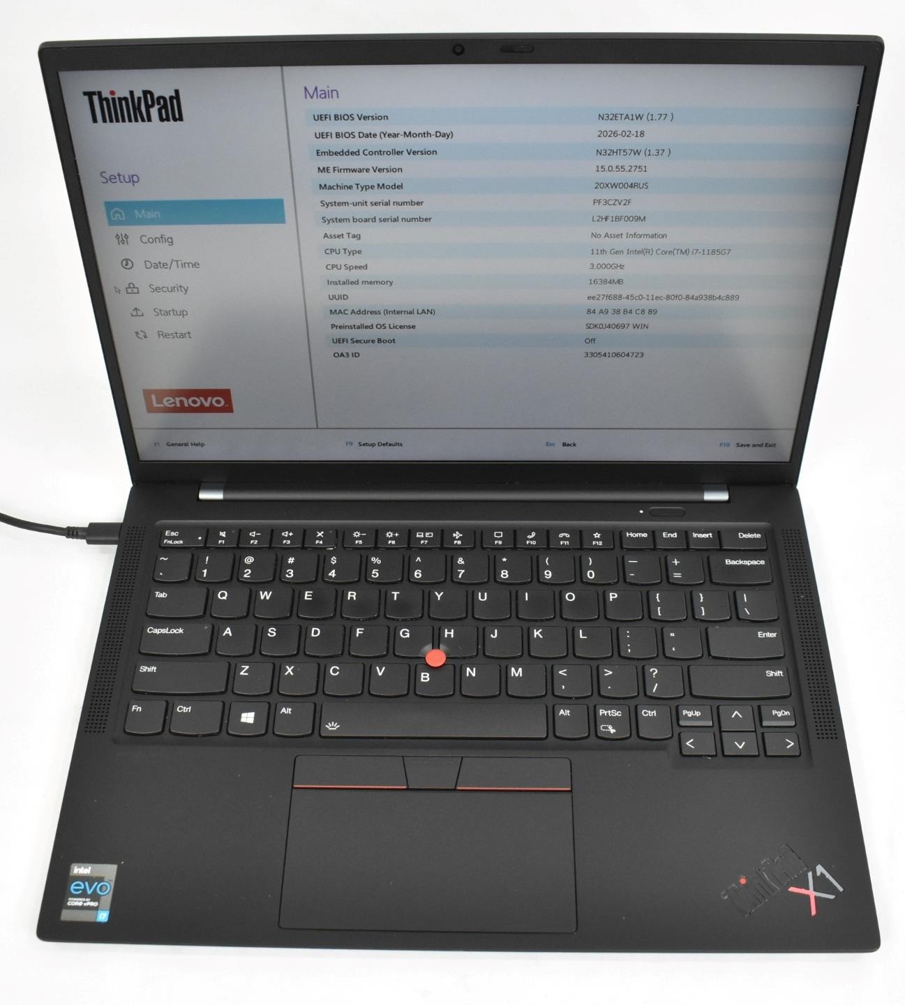 Lenovo ThinkPad X1 Carbon Gen 9 Touch i7-1185G7 3.0GHz 16GB 512GB SSD No OS *See