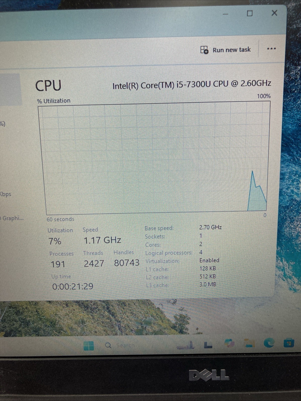 Dell Latitude 5480 Intel CORE i5-7300U 2.60GHz 8GB, 128GB SSD WINDOWS 11 PRO