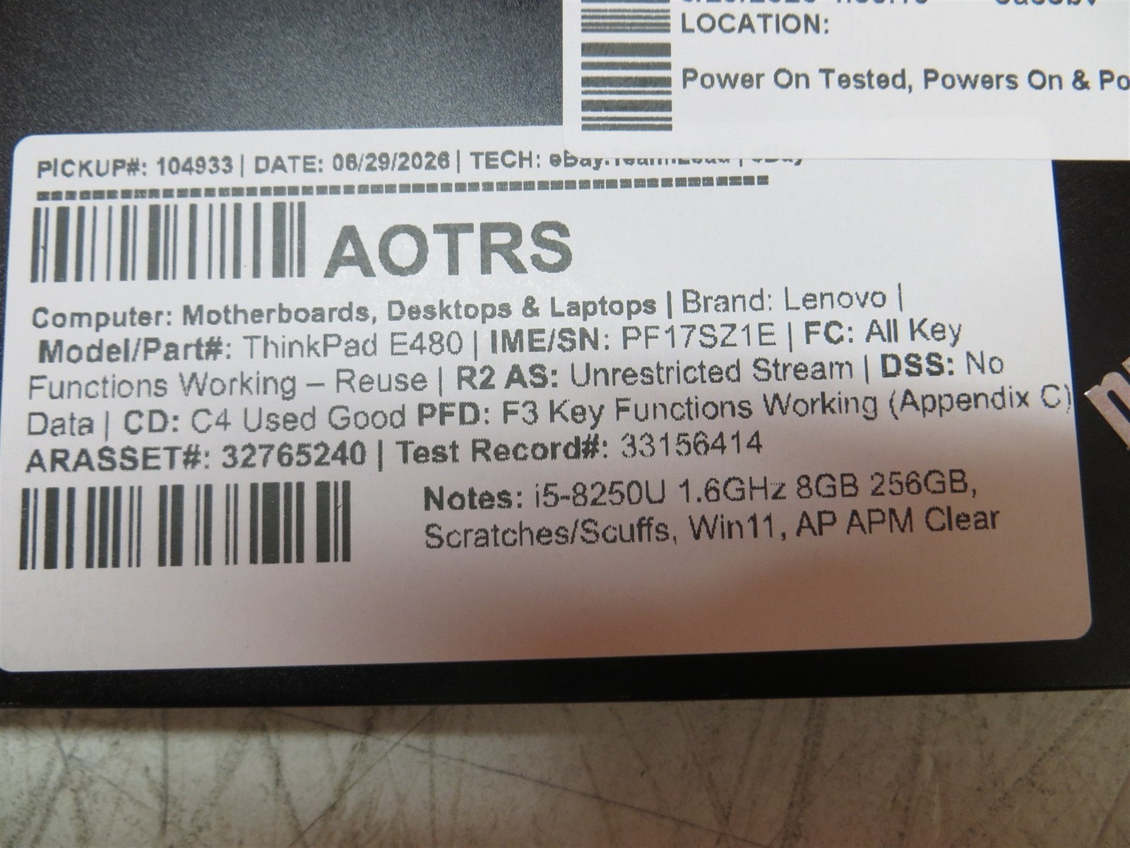 Lenovo ThinkPad E480 Laptop Intel i5-8250U 1.6GHz 8GB 256GB SSD w/ OS