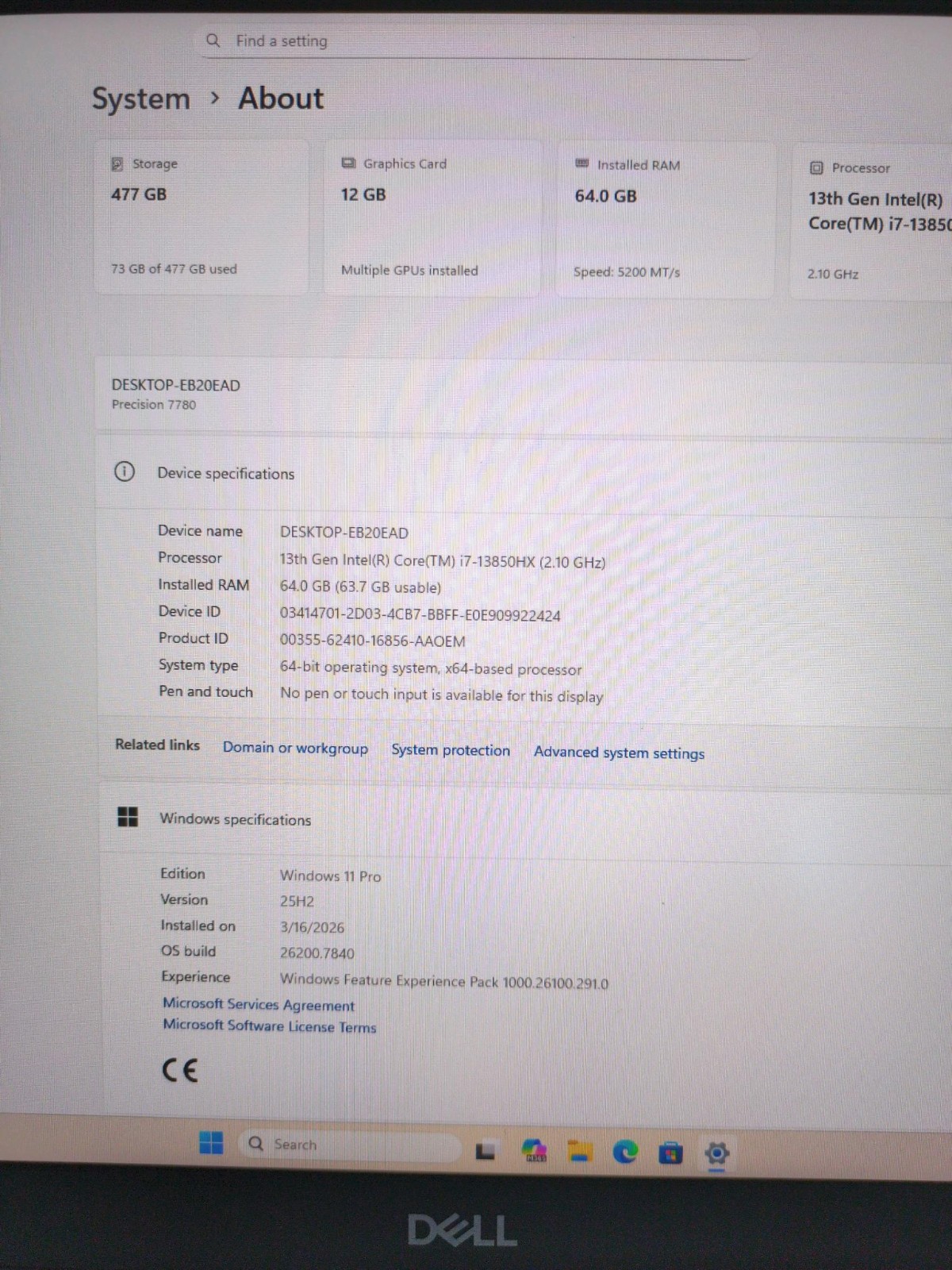 Dell Precision 7780 17.3″ FHD i9-13850HX 64GB RAM 512GB SSD NVIDIA RTX 4000 Ada