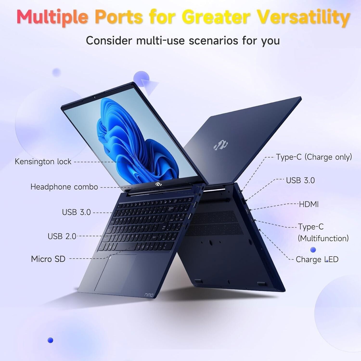 NIMO 15.6 IPS FHD Laptop Intel 6 Core i3-1215U 8GB RAM 256GB SSD 4.4GHz Wi-Fi 6