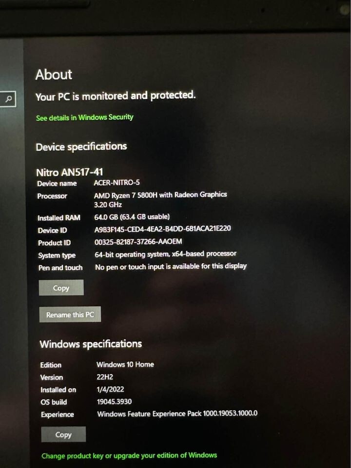 Acer Nitro 5 gaming laptop AN517-41 RTX 3080