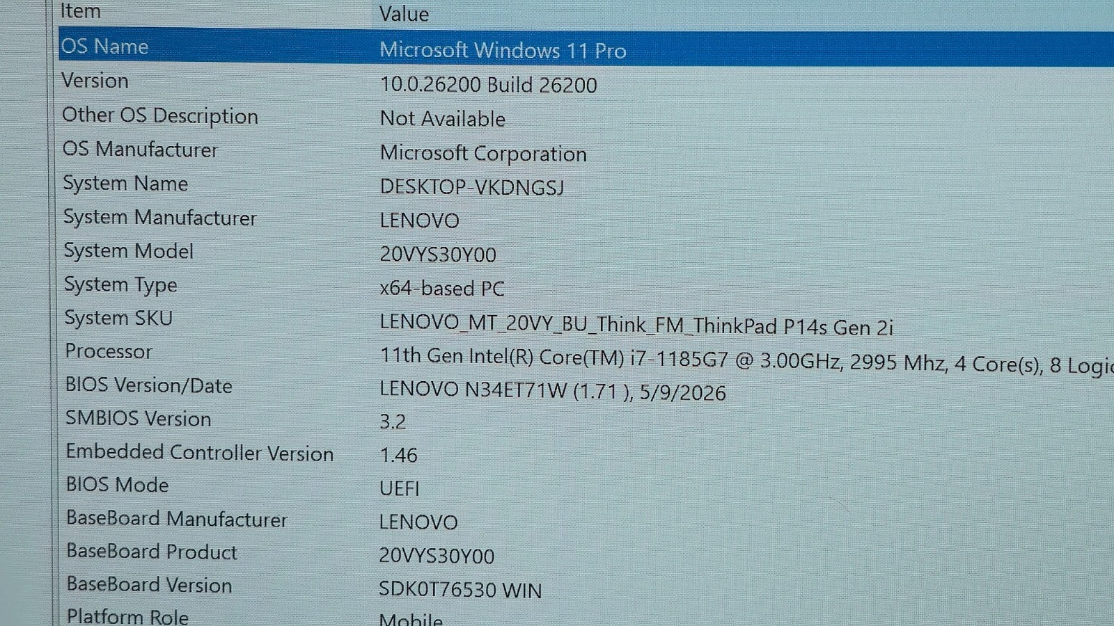 Lenovo ThinkPad P14S Gen 2 Intel i7-1185G7, 48GB RAM, 1TB SSD NVIDIA T500 Touch