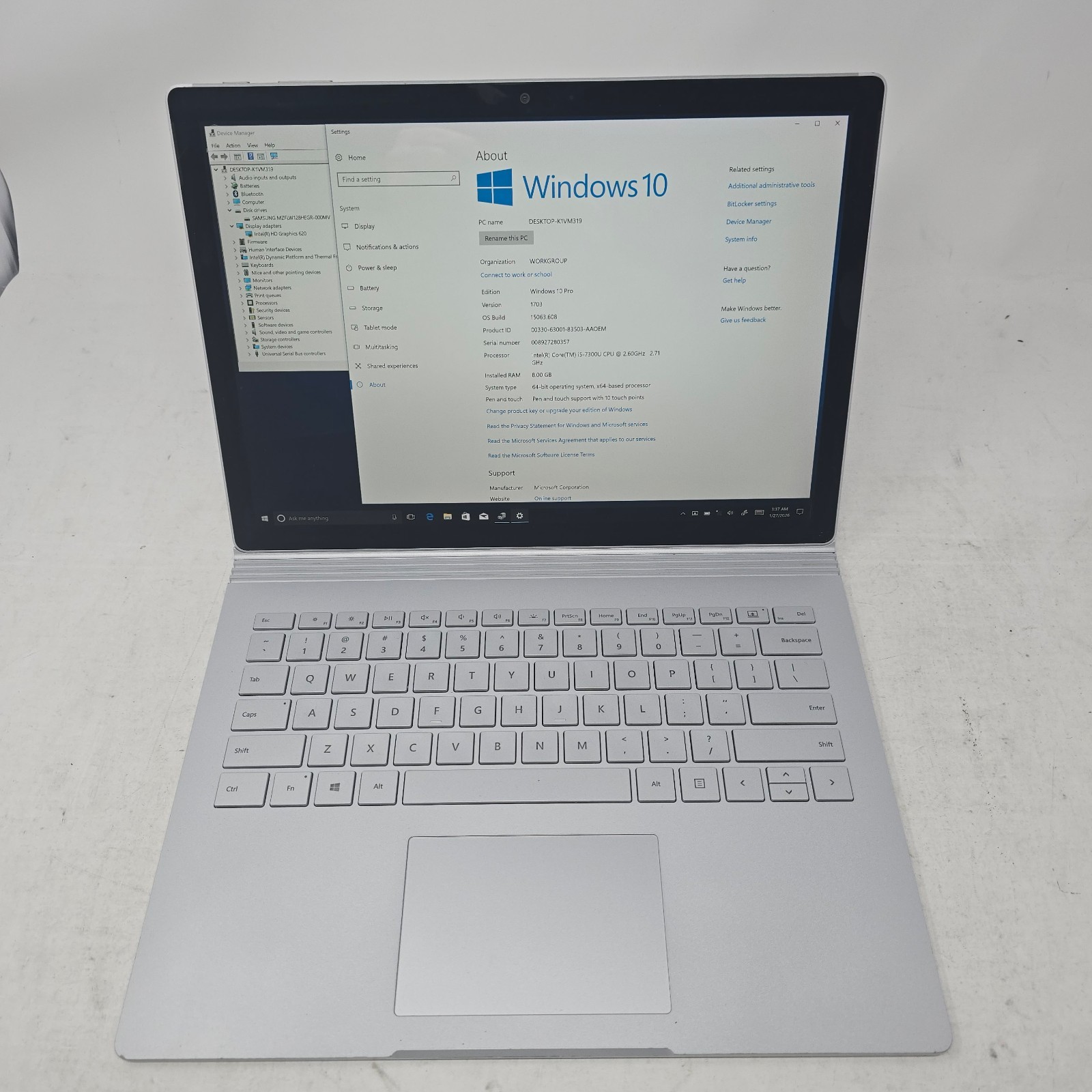 Microsoft Surface Book 2 1832 13.5″ i5-7300U 8GB 128GB SSD W10 Pro