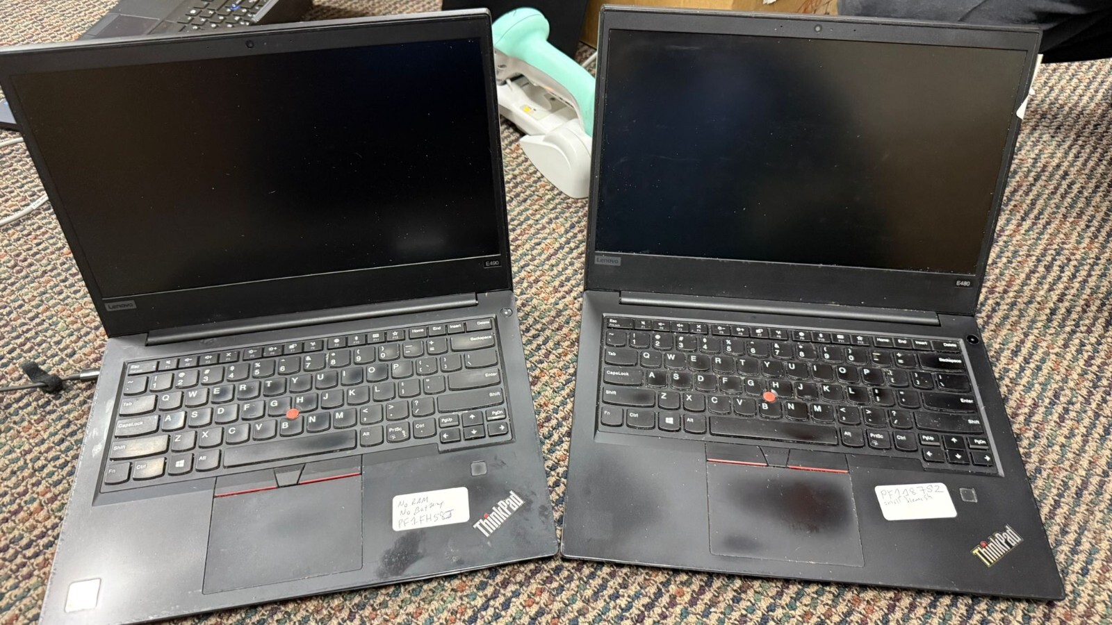 Lot of 2 Mixed Lenovo thinkpad E480 & E490 8GB RAM 256GB SSD NO OS Not turnin on