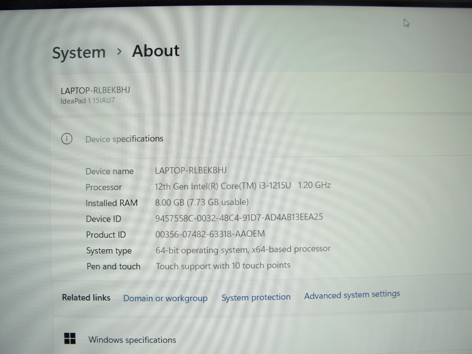 Lenovo IdeaPad 1 15IAU7 15.7”FHD TOUCH Core i3-1215U 1.2GHz 8GB RAM 256GB SSD
