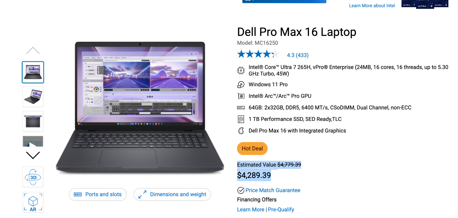 2025 NEW OPEN BOX Dell PRO Max 16, $4.2K MSRP, *64GB RAM* WARRANTY 2028!