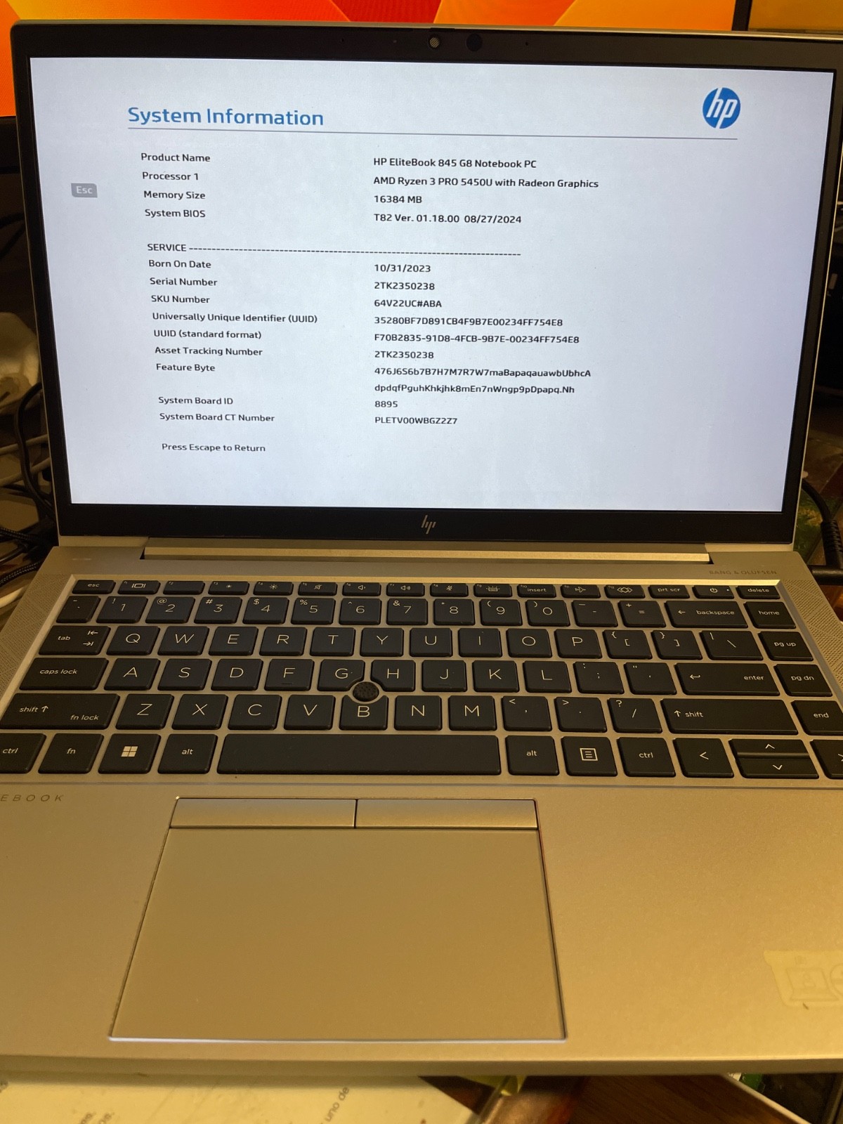 HP Elitebook 845 G8 Laptop 14 Ryzen 3 Pro 5450U Missing parts