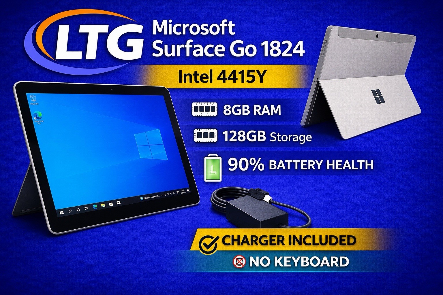 Microsoft Surface Go 1824 Intel 4415Y 8G 128 128gb Windows 10 Pro Charger Includ