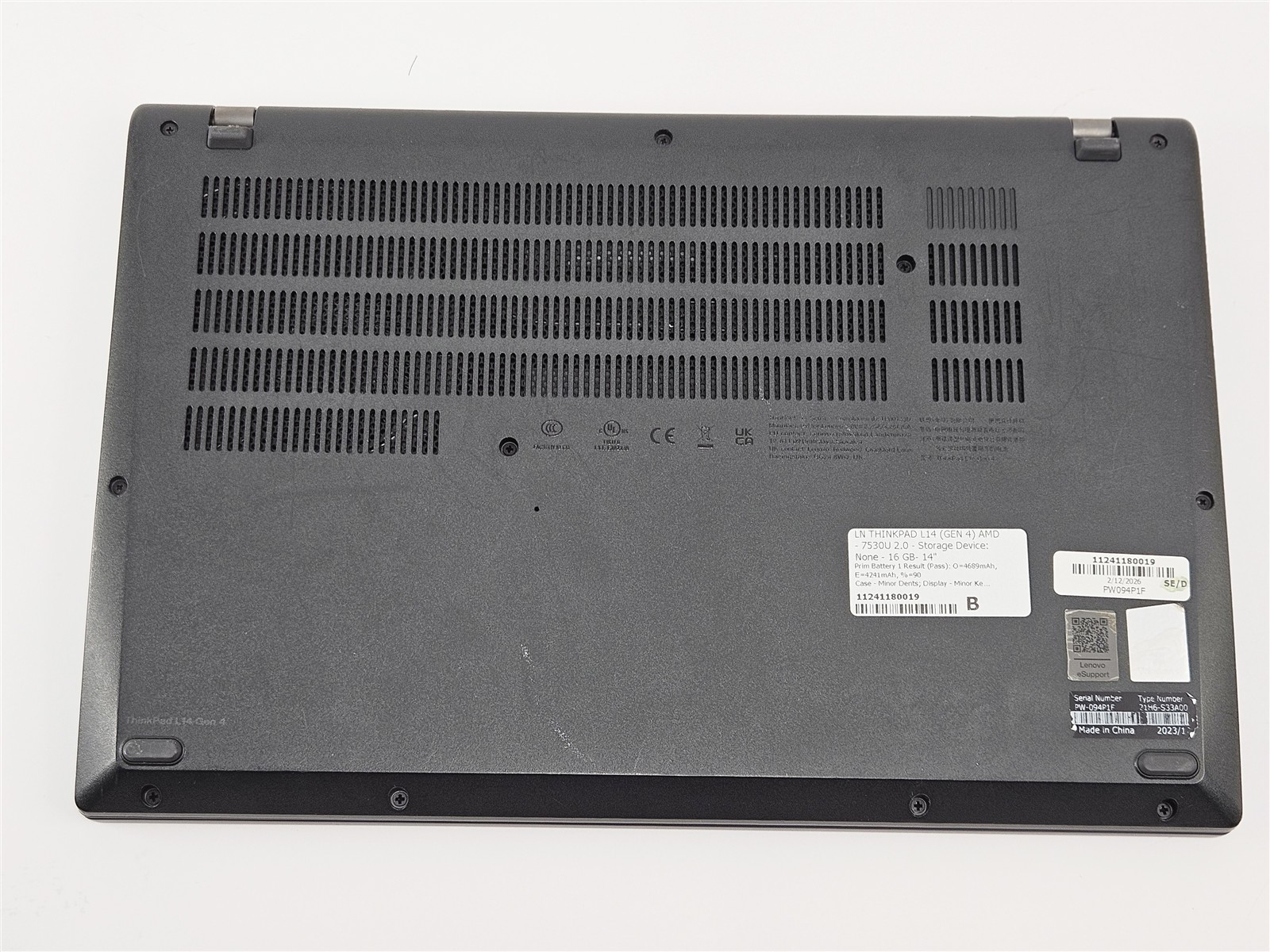 Lenovo ThinkPad L14 Gen 4 AMD Ryzen 5 Pro 7530U 16GB NO Storage SSD 14″ No OS
