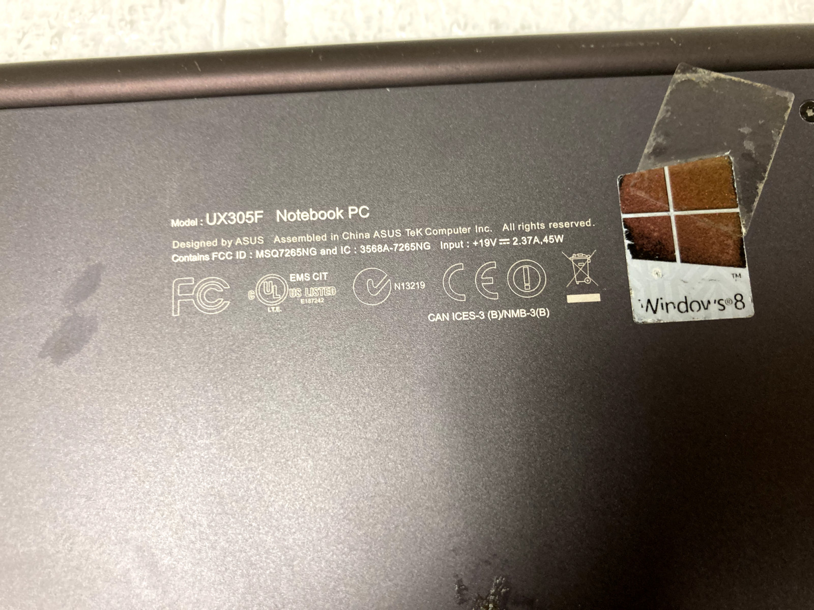 ASUS ZenBook UX305F 13.3″ Intel M-5Y10C@0.80GHz 8GB RAM NO SSD Parts *READ