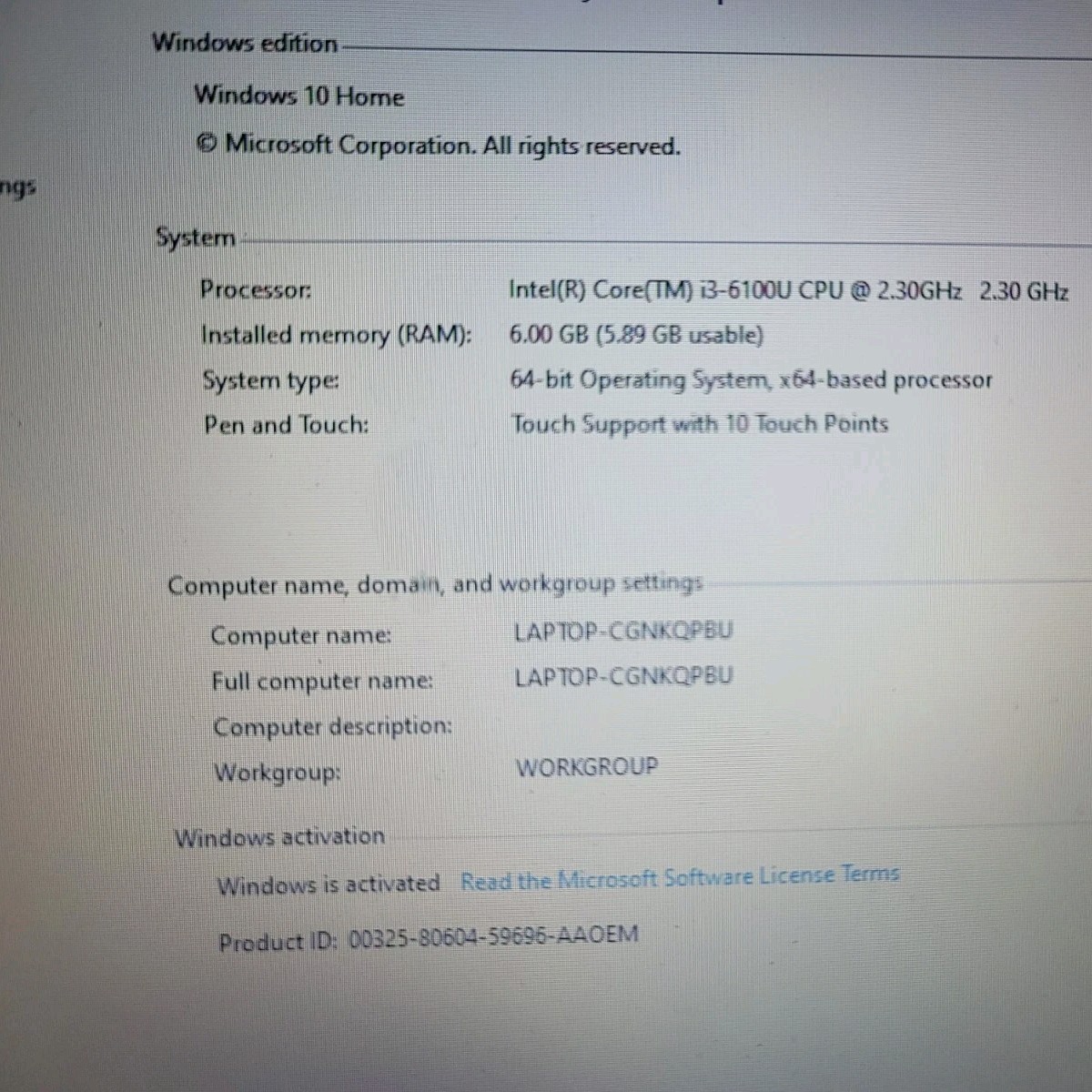 HP 15.6″ Laptop Intel i3-6100U 2.3Ghz 6GB RAM 1TB HDD Touchscreen Window 10 Wifi