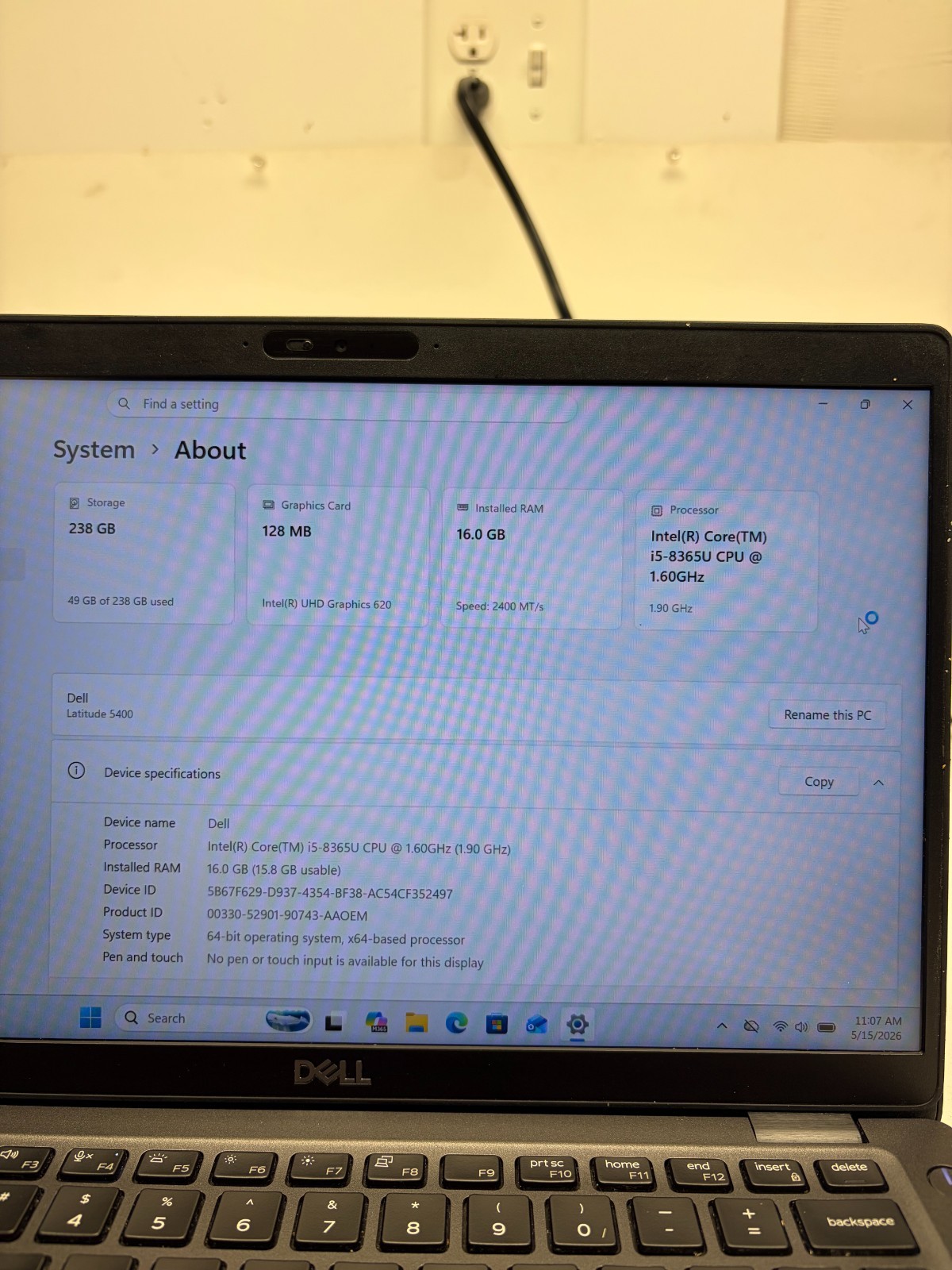 Dell Latitude 5400 w/ Power Supply
