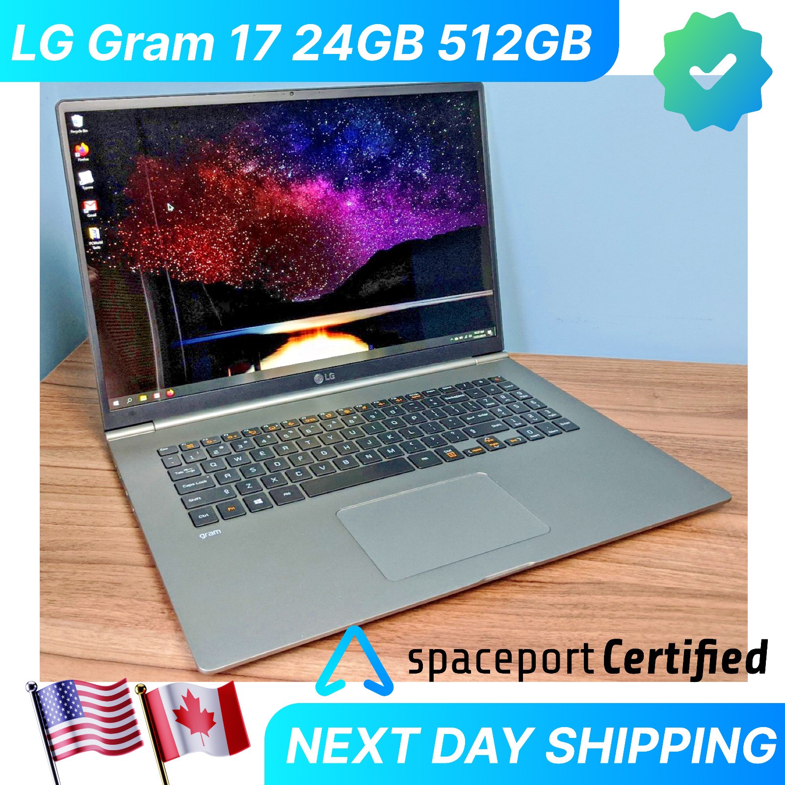 LG Gram 17.3″ Laptop Intel Core i7 8565U 4.6GHz, 24GB DDR4 512GB NVMe SSD 17z990