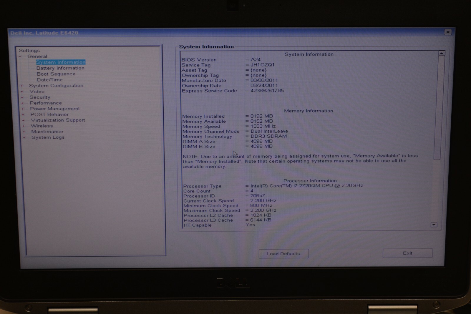 Dell Latitude E6420 14″ Intel i7-2720QM 2.2GHz 8GB Ram No HD #Z438