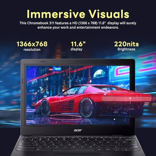 Chromebook 311 11.6″ HD Laptop, Intel Celeron N4500, Intel UHD Graphics, 4GB