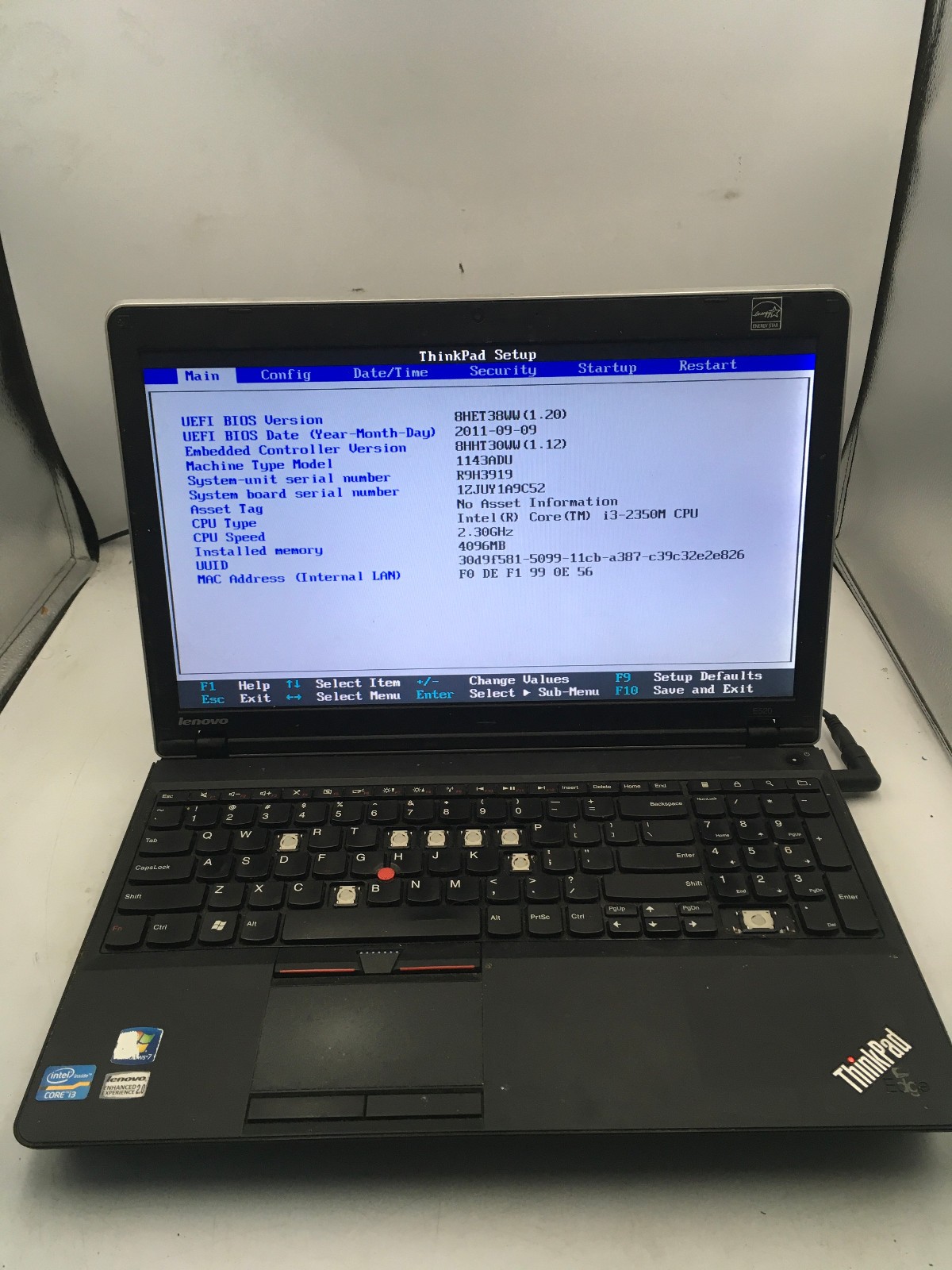 LENOVO THINKPAD E520 – BOOTS TO BIOS – INTEL I3 2350M – NO RAM – 15″ – READ – BB