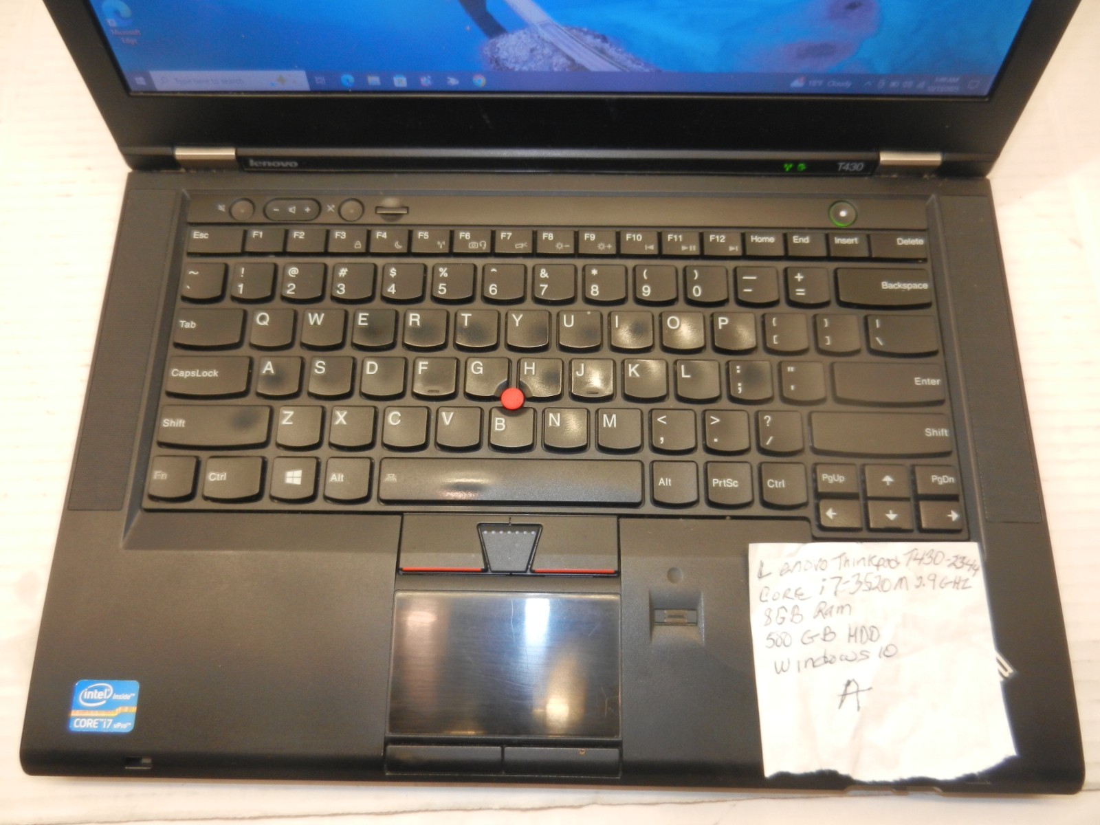 LENOVO THINKPAD T430 15.6″ CORE i7-3520M@2.9GHz 8GB RAM 500GB HDD WINDOWS 10