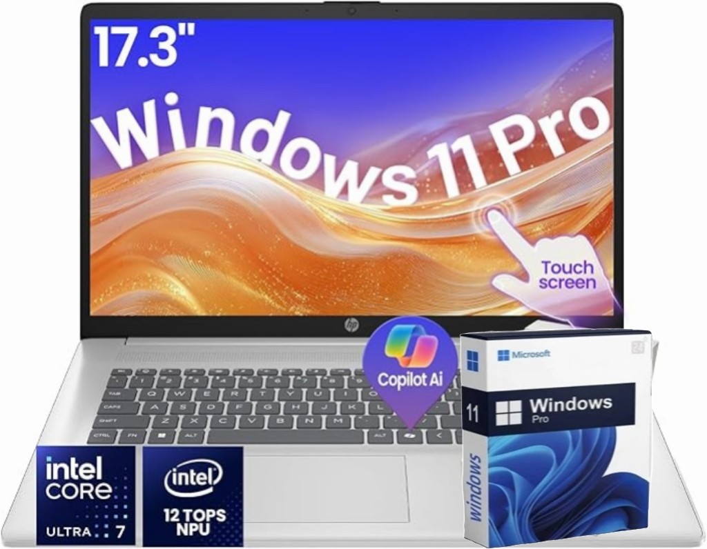 HP 17.3″HD Touch Laptop InteL 12-core-Ultra 7 32GB RAM 2TB SSD Backlit W11pro