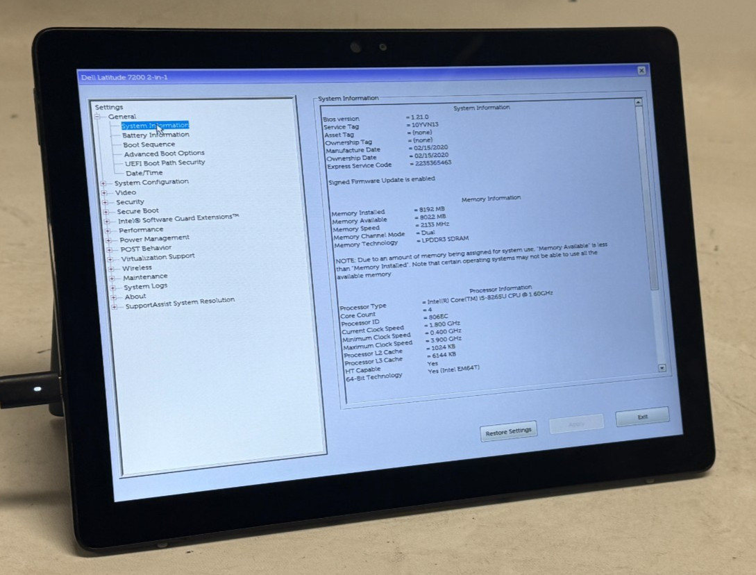 Dell Latitude 7200 2in1 12.3″ (i5-8265u – 8GB RAM – 256GB SSD – Win11Home)