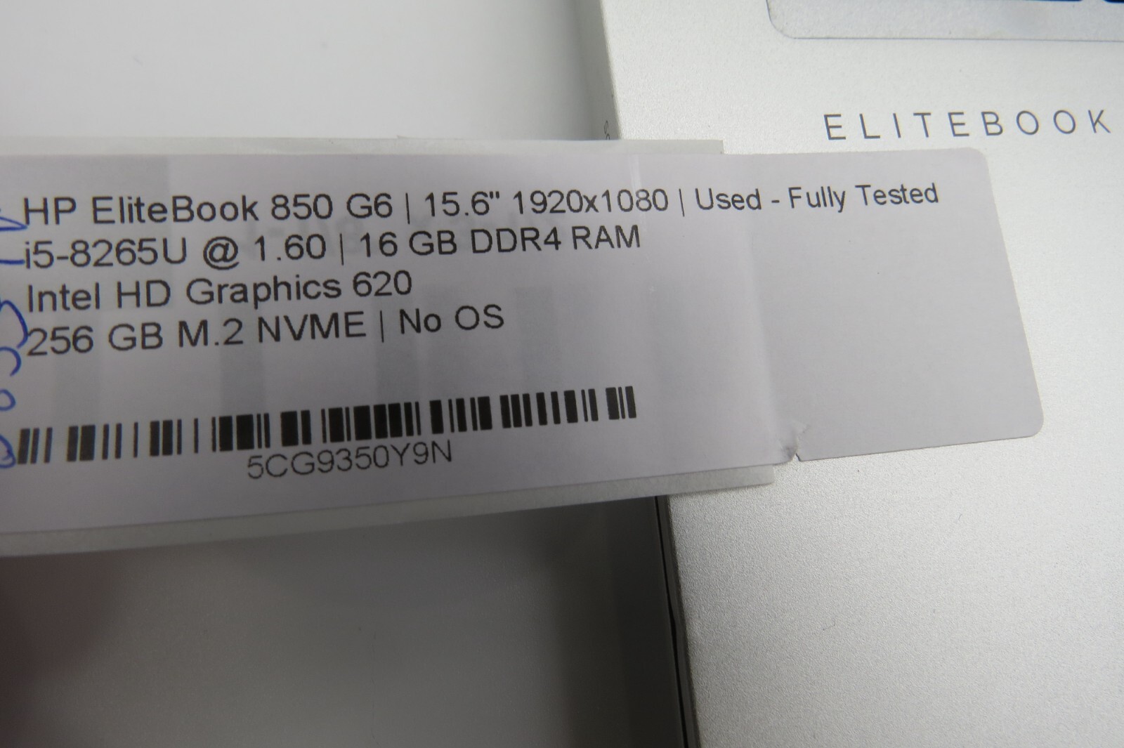 HP EliteBook 850 G6-15.6″-i5-8265U@1.60GHz-16GB RAM-256GB M.2 NVME-NO OS *READ*