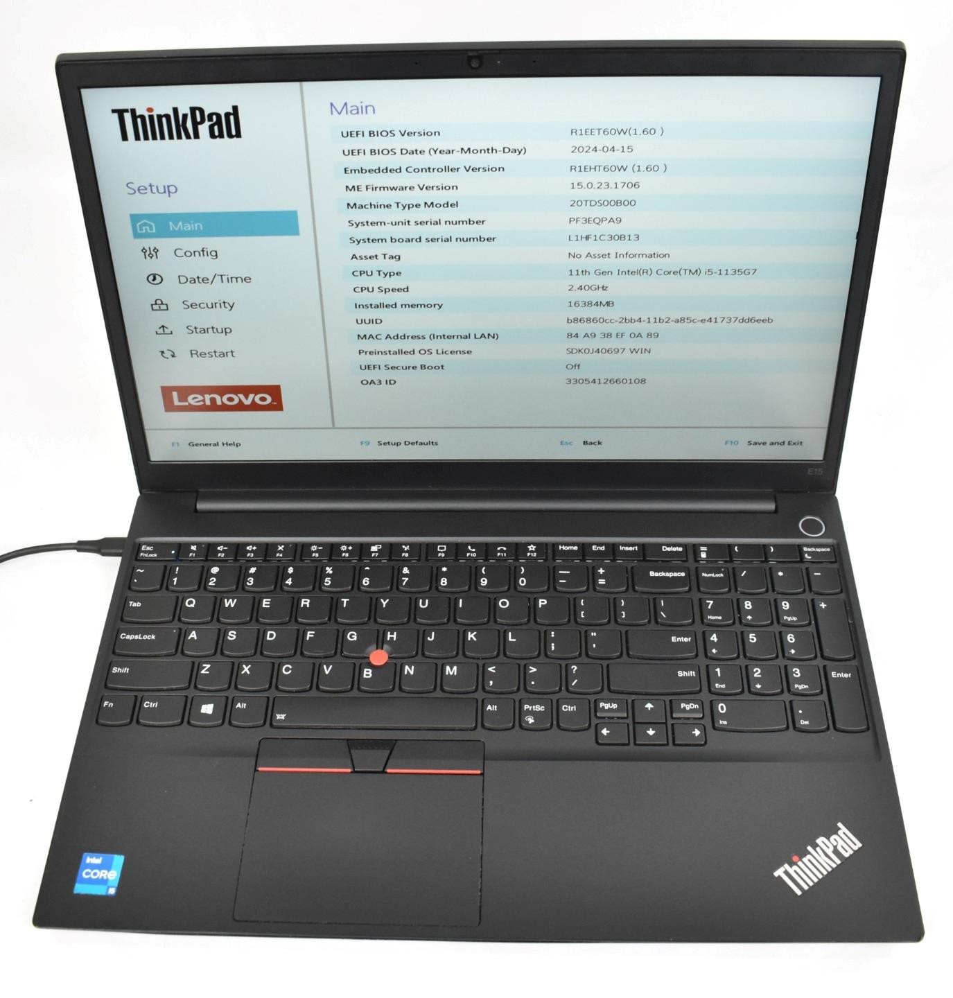 Lenovo Thinkpad E15 Gen 2 i5-1135G7 2.4GHz 16GB 256GB SSD 15.6″ No OS *See Issue