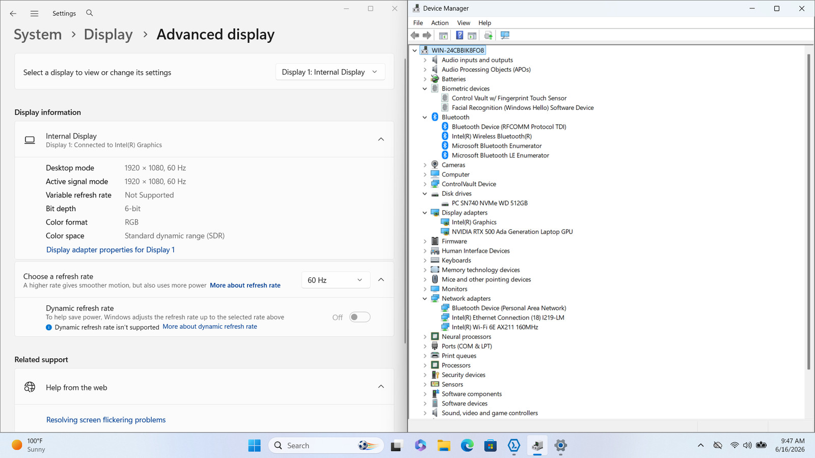 Dell Precision 3590 15 Core Ultra 7 165H RTX 500 Ada 16GB 512GB Grade D