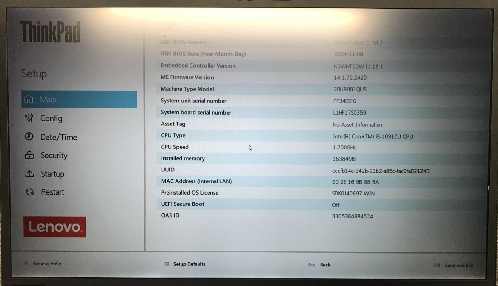 Lenovo ThinkPad X1 Carbon Gen 8 14″ Touch Laptop i5-10310U 16GB RAM 256GB NVMe
