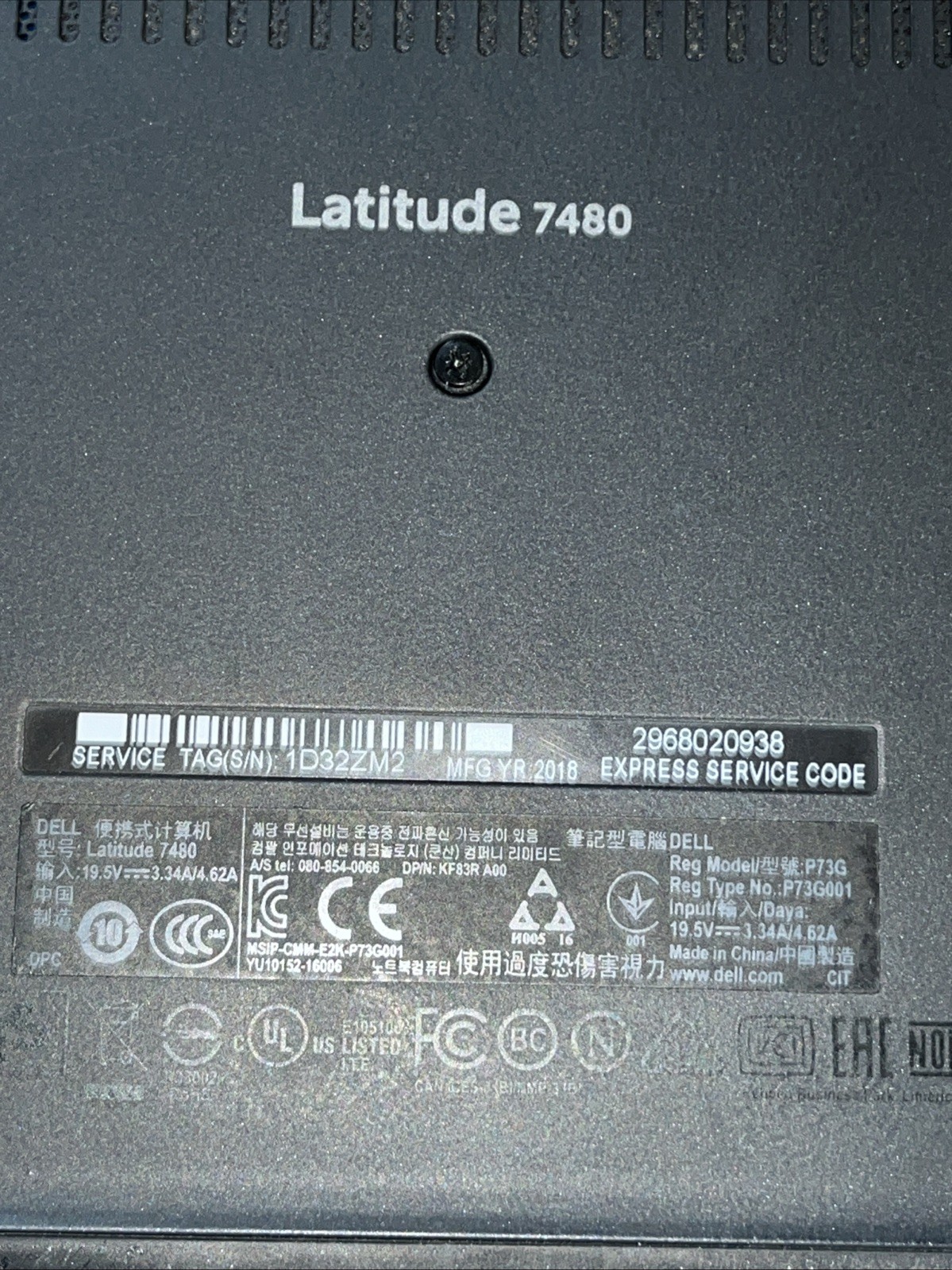 DELL LATITUDE 7480 INTEL CORE I7-7600U 2.80GHZ 8GB RAM NO HD