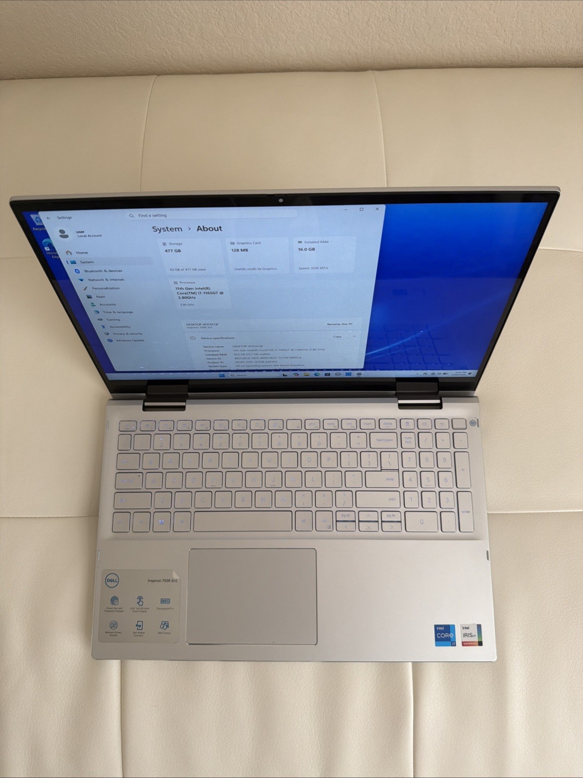 Dell Inspiron 15 7506Laptop (15, Intel Core i7-1165G7 512GB SSD, 16GB RAM) Touch