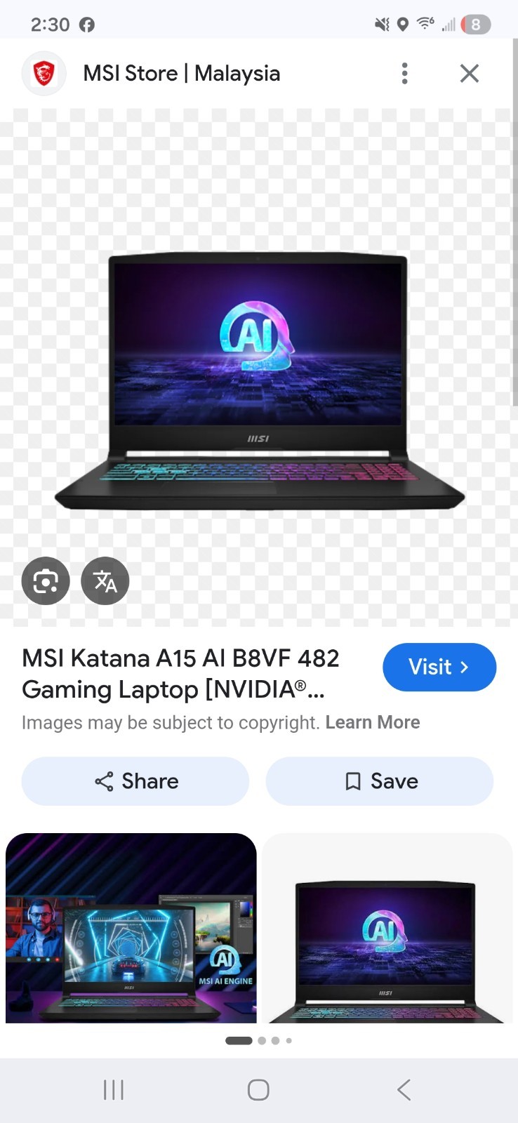 Msi A15 AI B8V GAMING LAPTOP- COMES WITH CHARGER