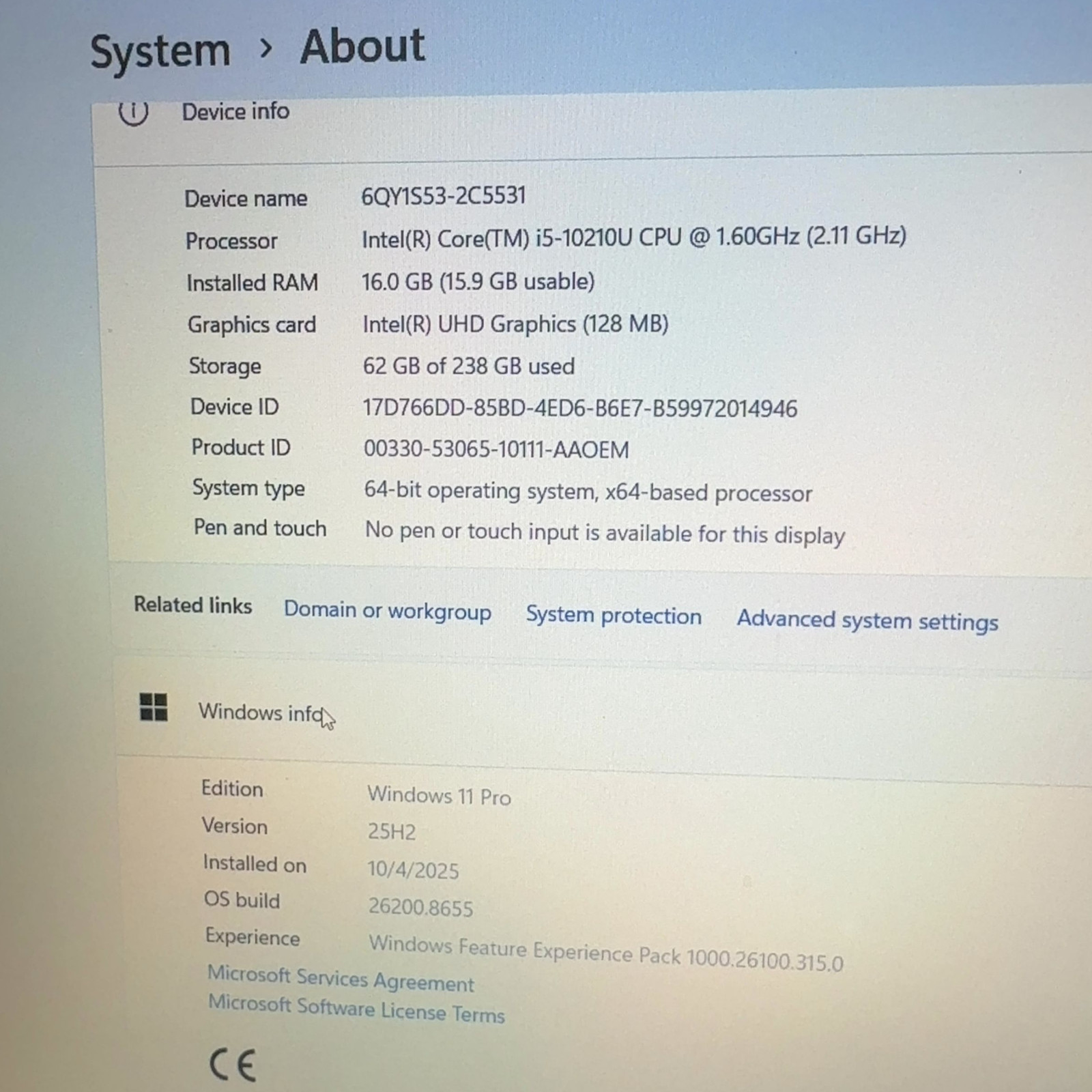 Dell Vostro 3590 Laptop Intel Core i5-10210U 16GB RAM 256GB SSD Windows 11 Pro