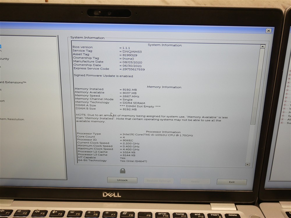 Lot of 2 DELL LATITUDE 5410 14″ Laptops i5-10310U 8GB RAM w/ Batteries!